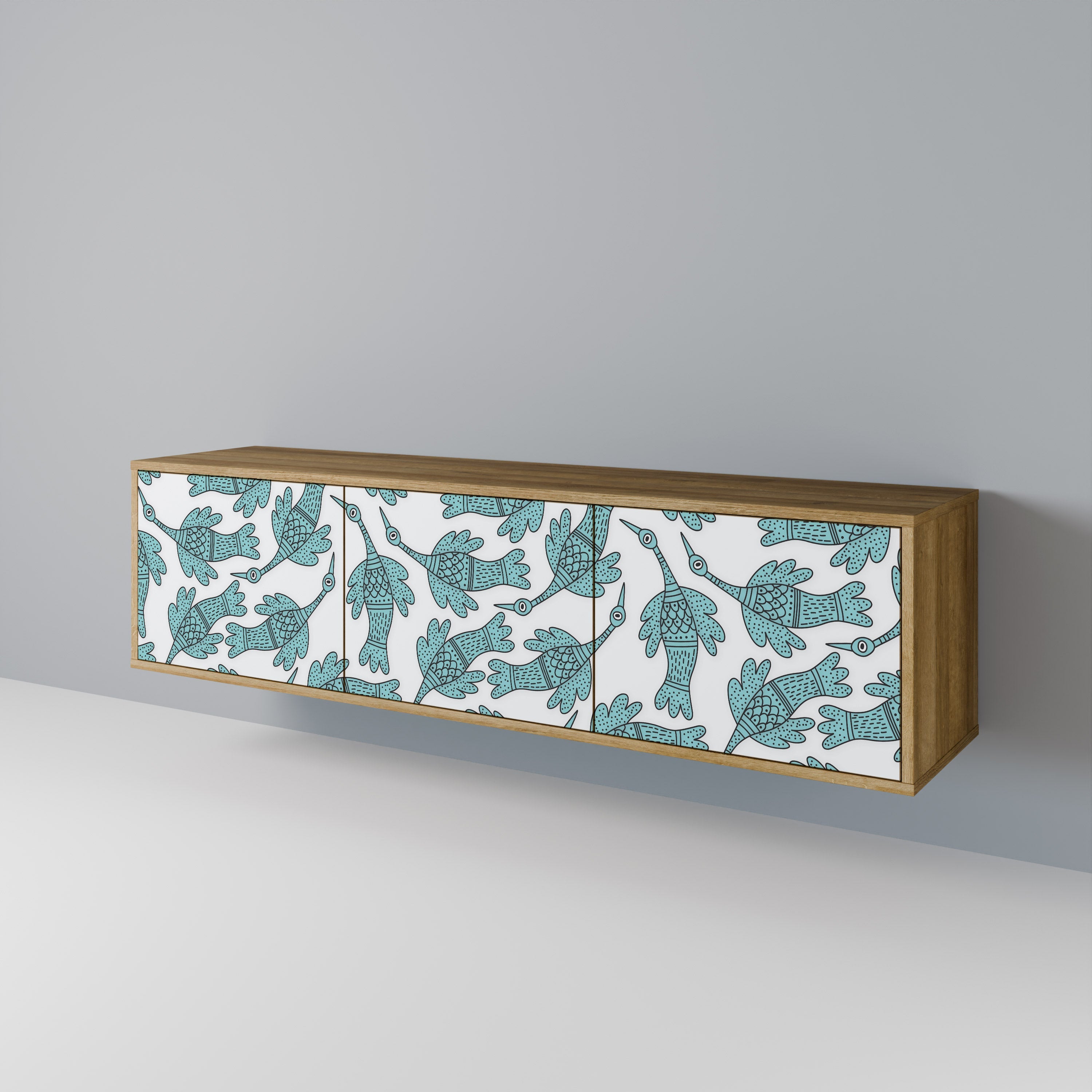 Meuble TV 3 portes WATERSPOUT SONGIBIRD effet chêne