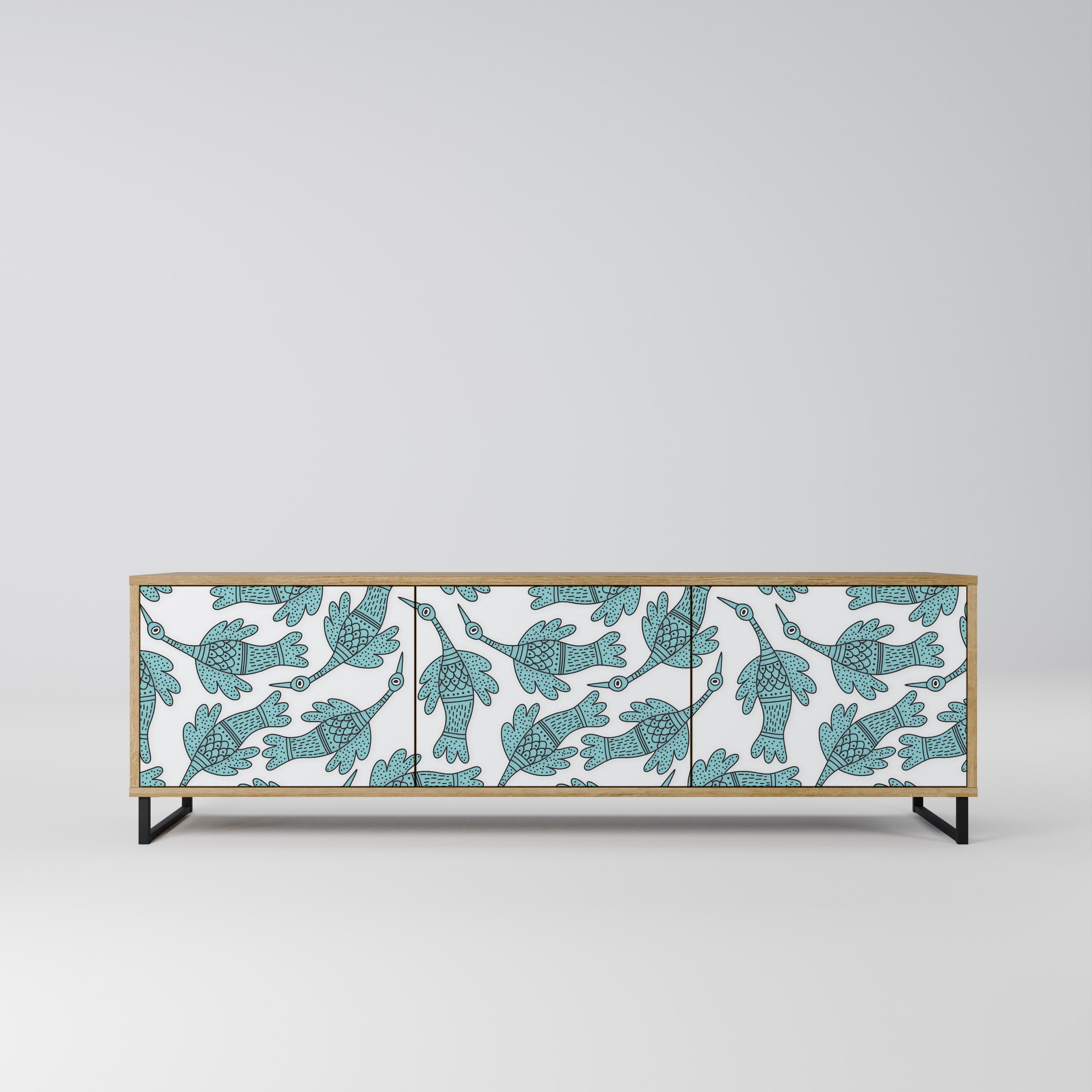 Meuble TV 3 portes WATERSPOUT SONGIBIRD effet chêne