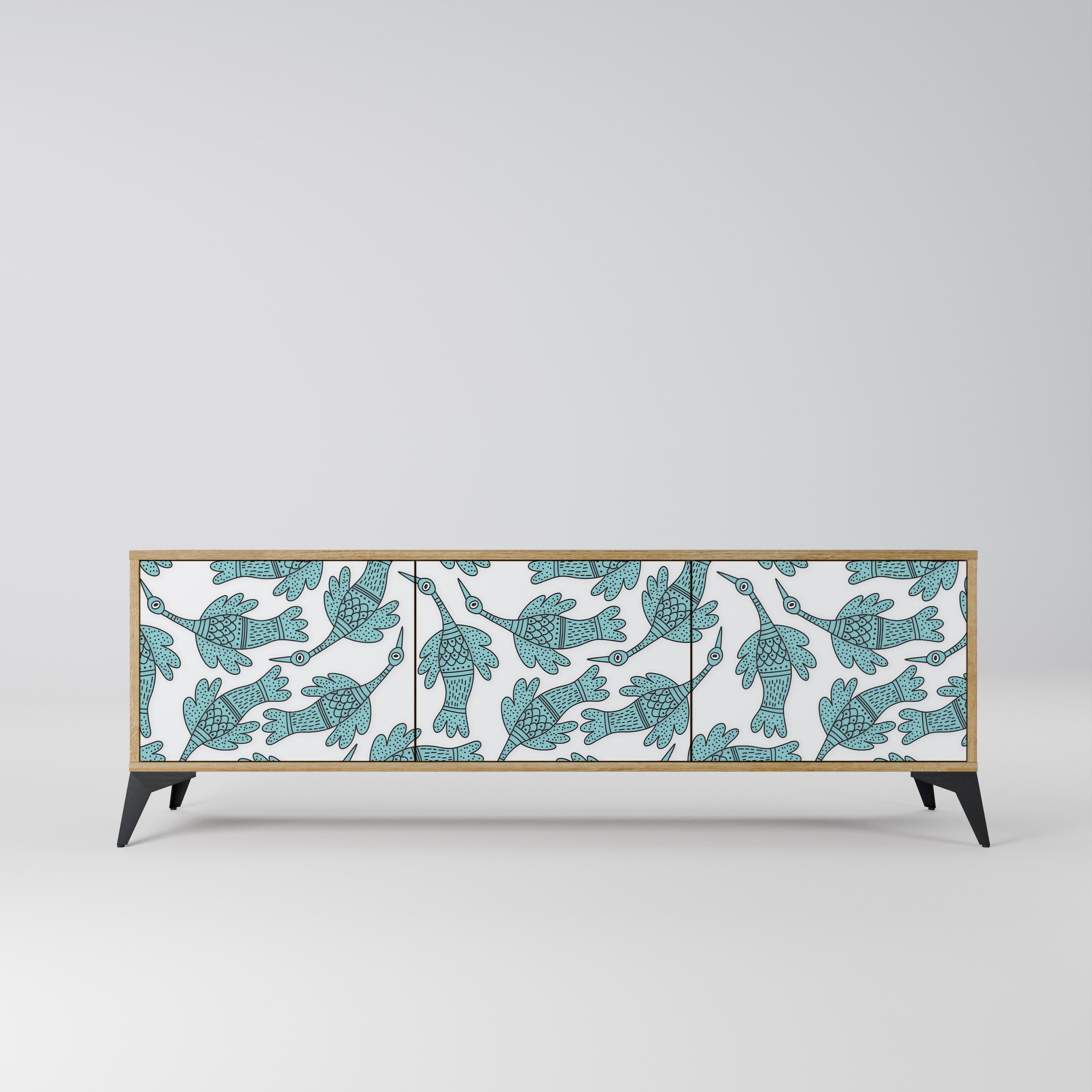 Meuble TV 3 portes WATERSPOUT SONGIBIRD effet chêne