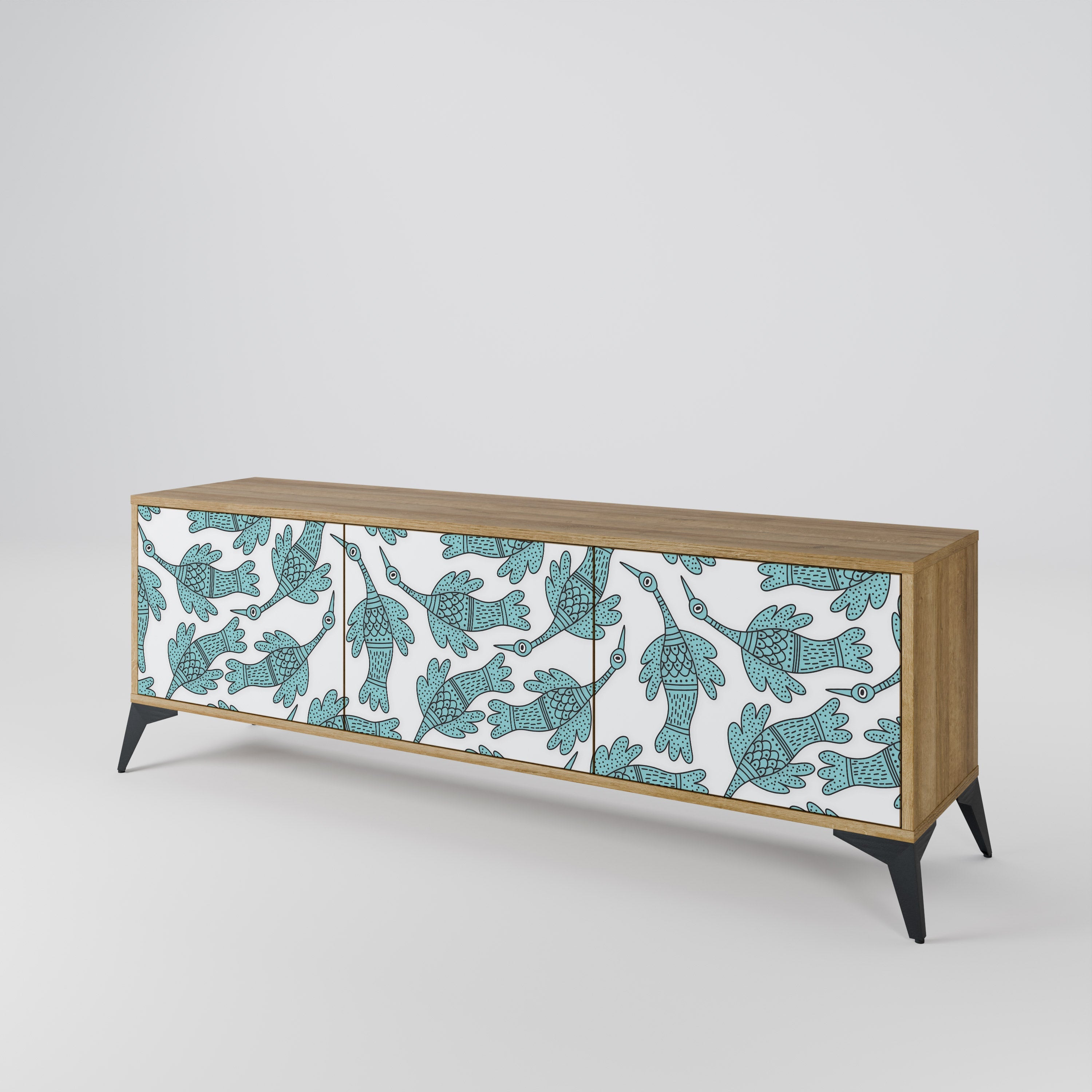 Meuble TV 3 portes WATERSPOUT SONGIBIRD effet chêne