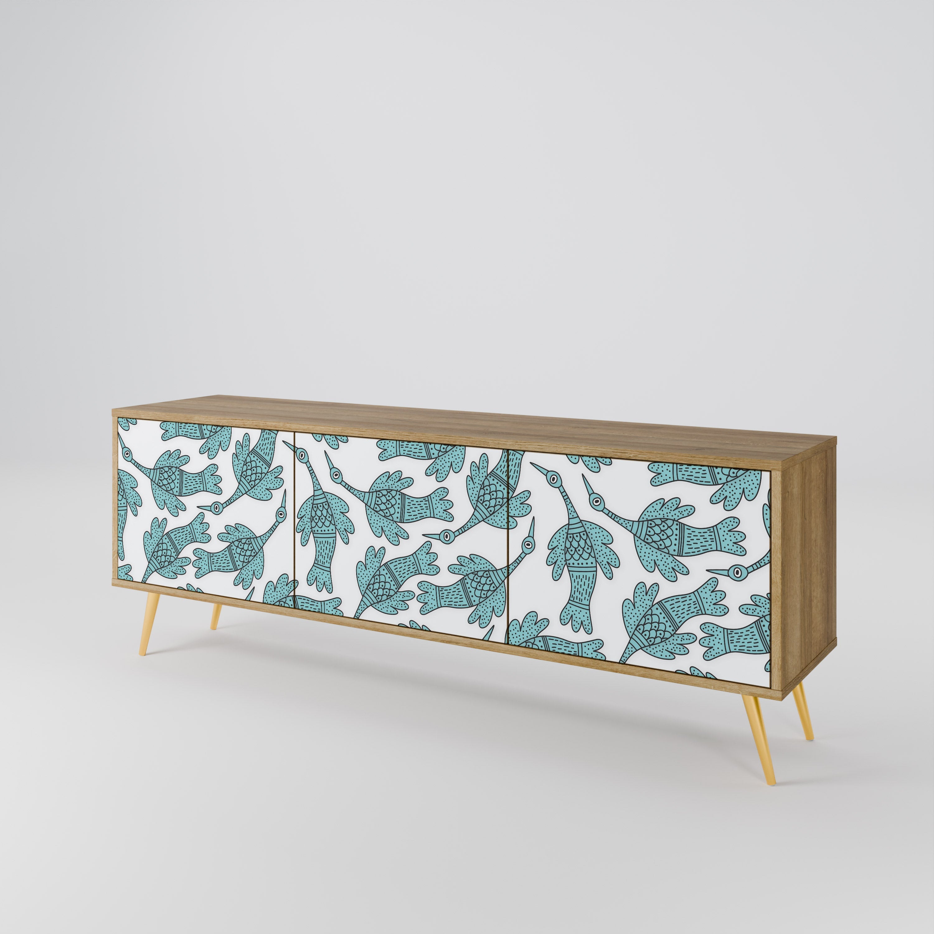 Meuble TV 3 portes WATERSPOUT SONGIBIRD effet chêne