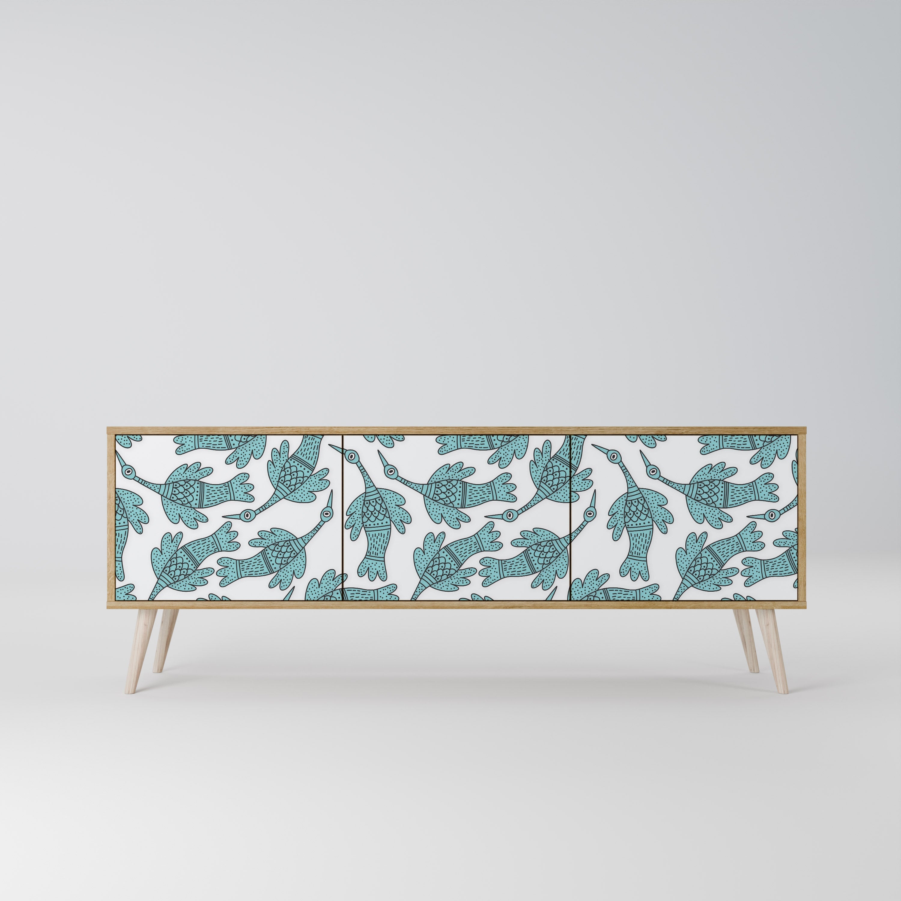 Meuble TV 3 portes WATERSPOUT SONGIBIRD effet chêne