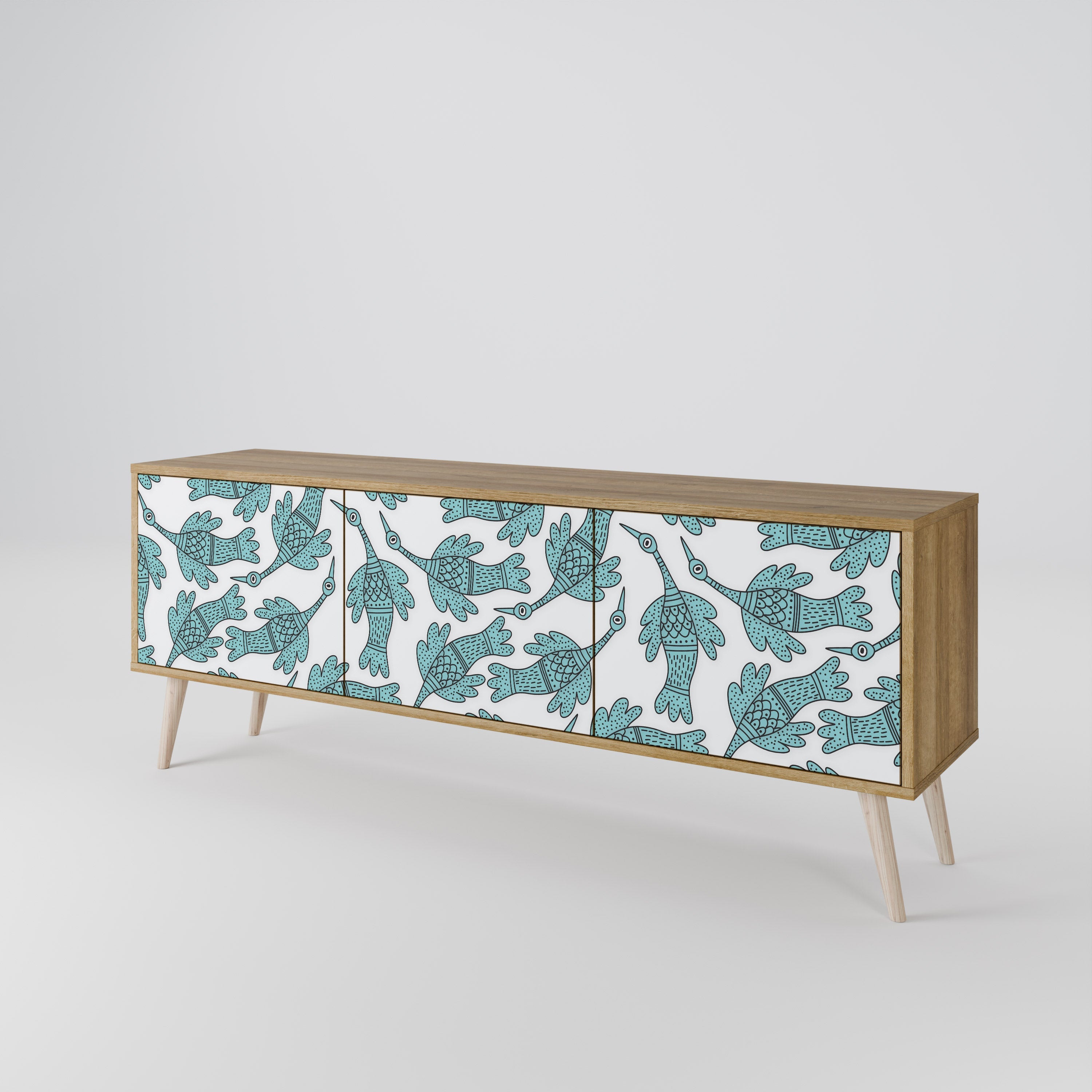 Meuble TV 3 portes WATERSPOUT SONGIBIRD effet chêne