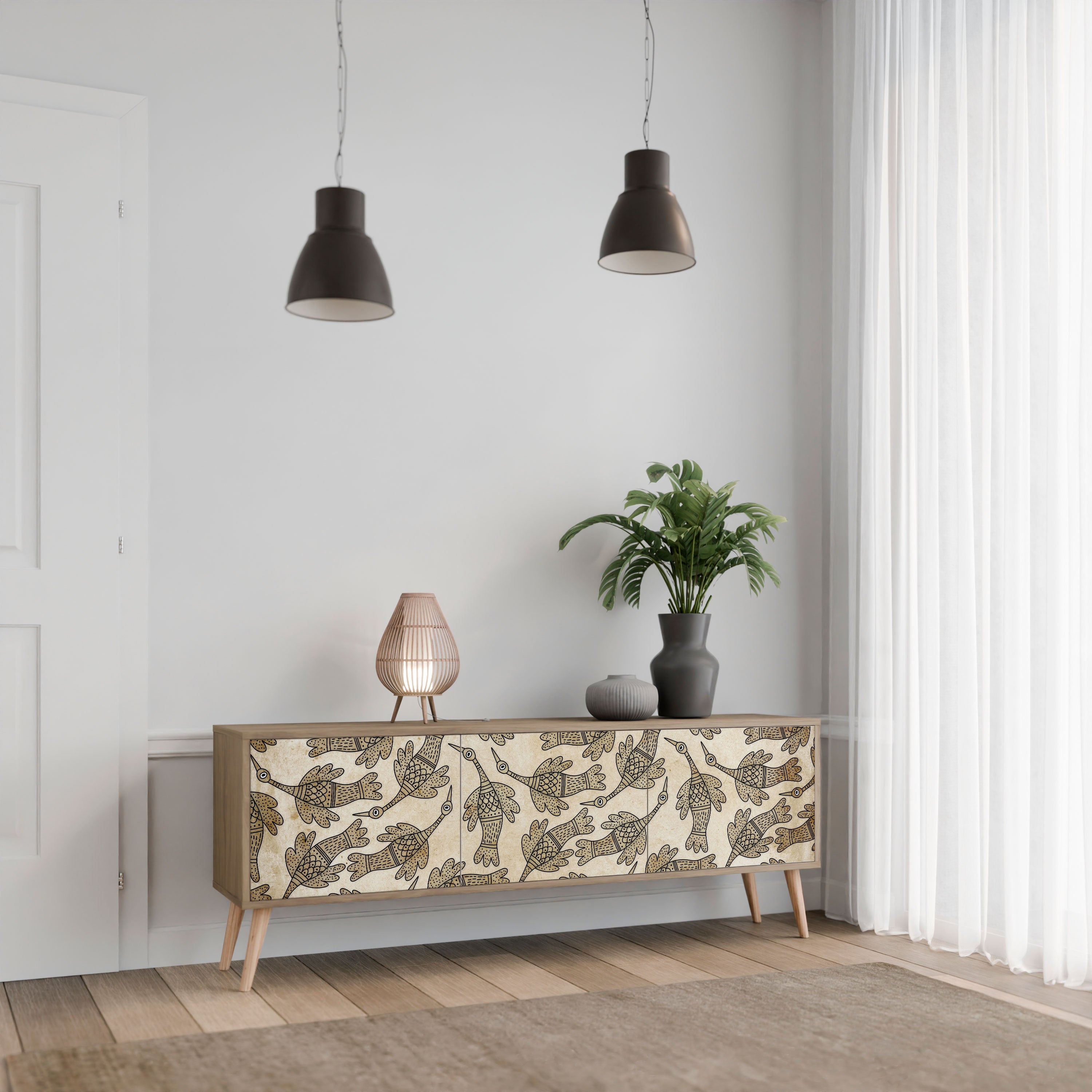 Meuble TV 3 portes ALMONDINE SONGBIRD effet chêne