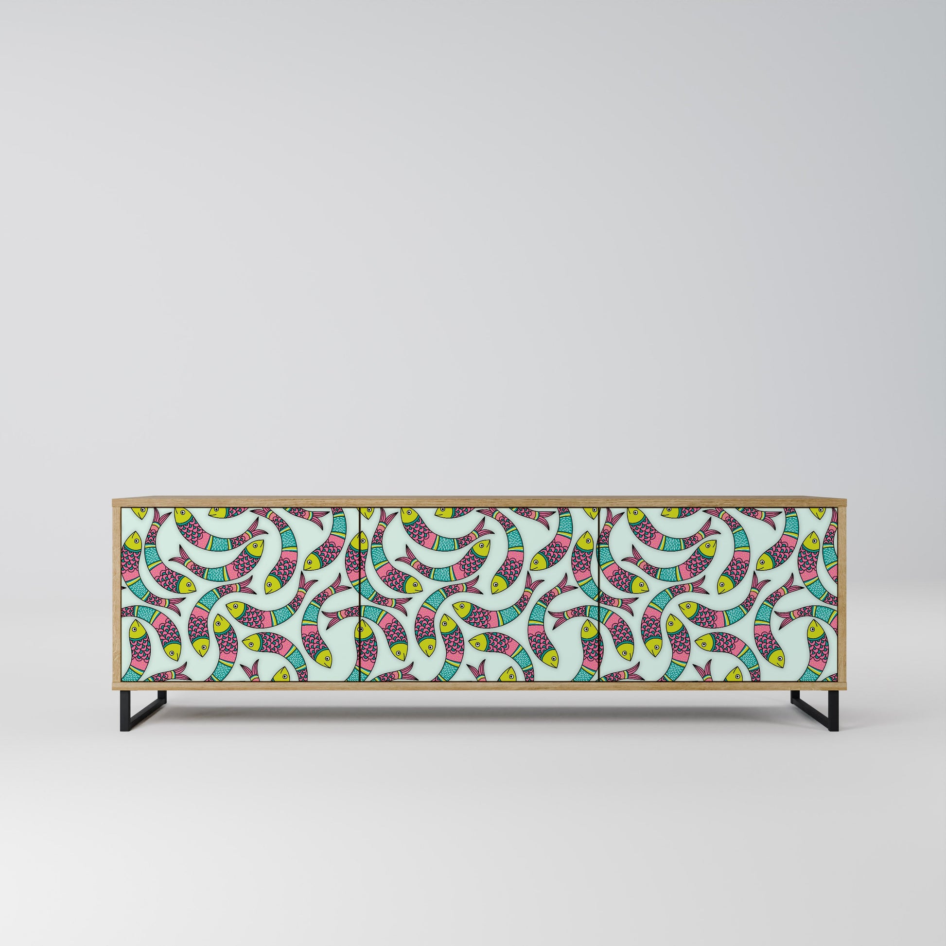 INDIAN FISH 3-Door TV Stand in Oak Effect