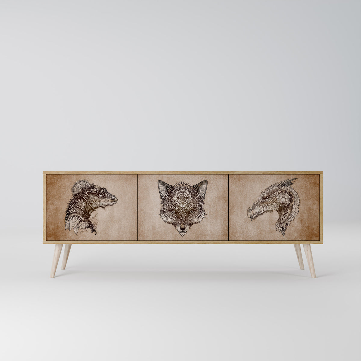STEAMPUNK CLAN 3-Door TV Cabinet