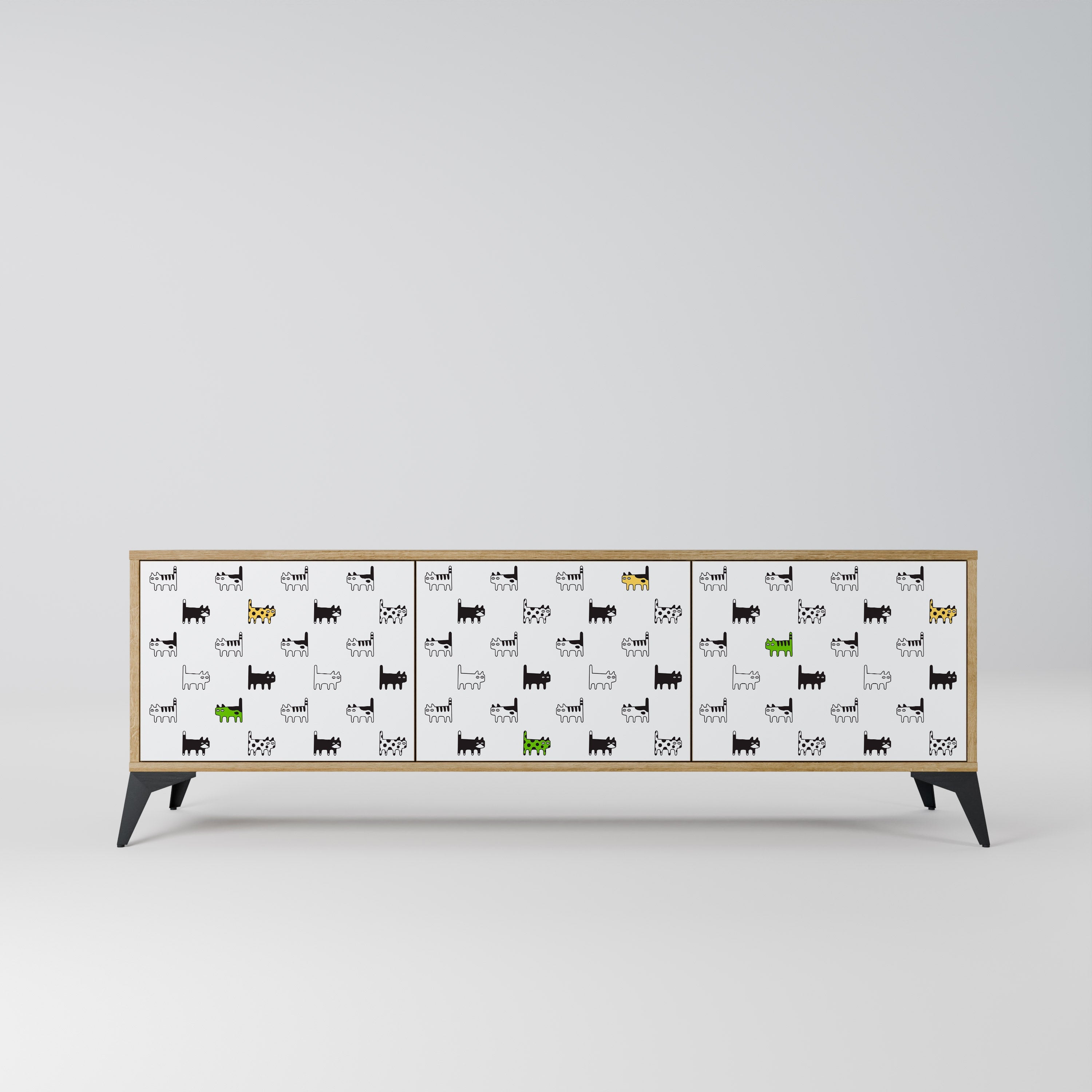 Meuble TV 3 portes effet chêne CATS COMPILATION