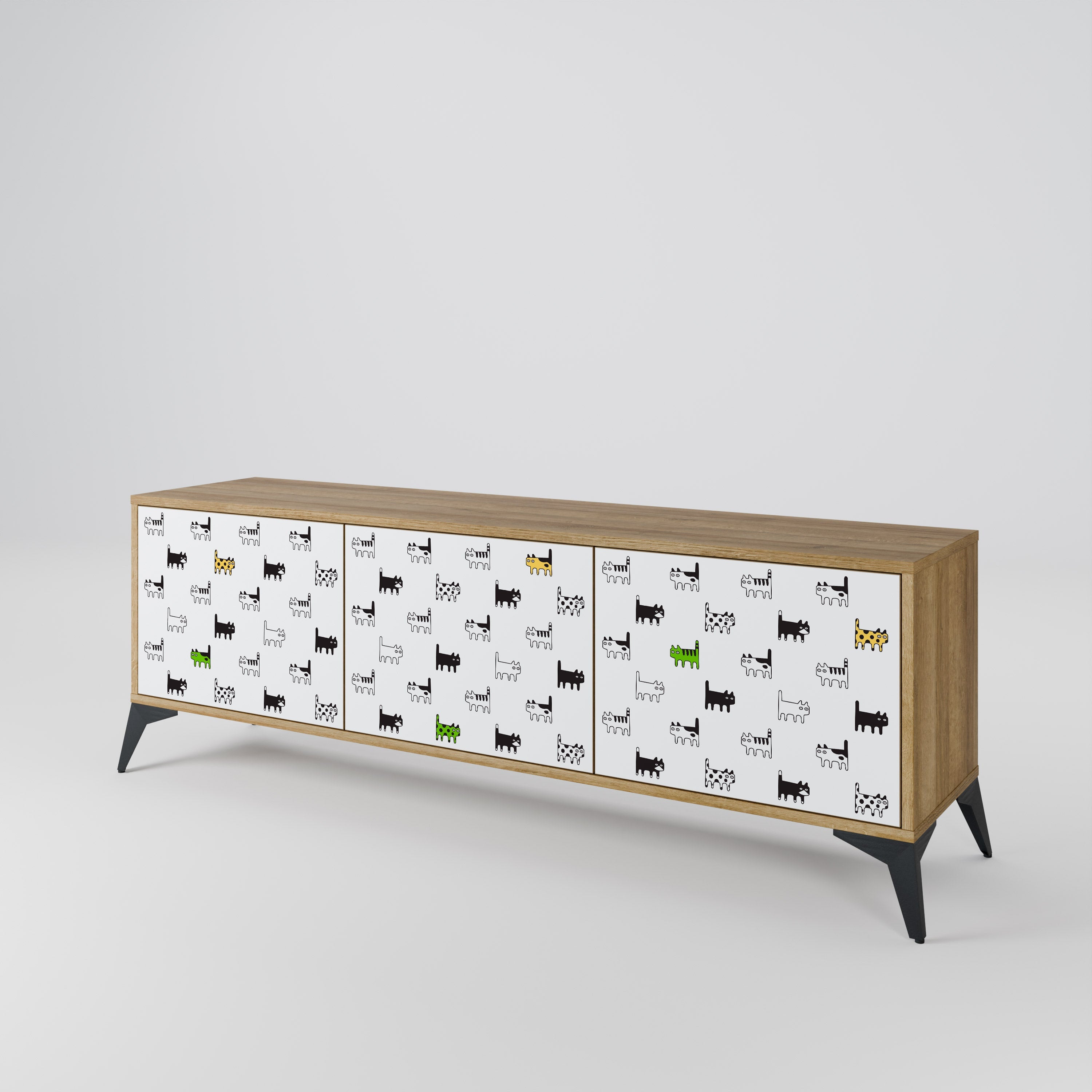 Meuble TV 3 portes effet chêne CATS COMPILATION