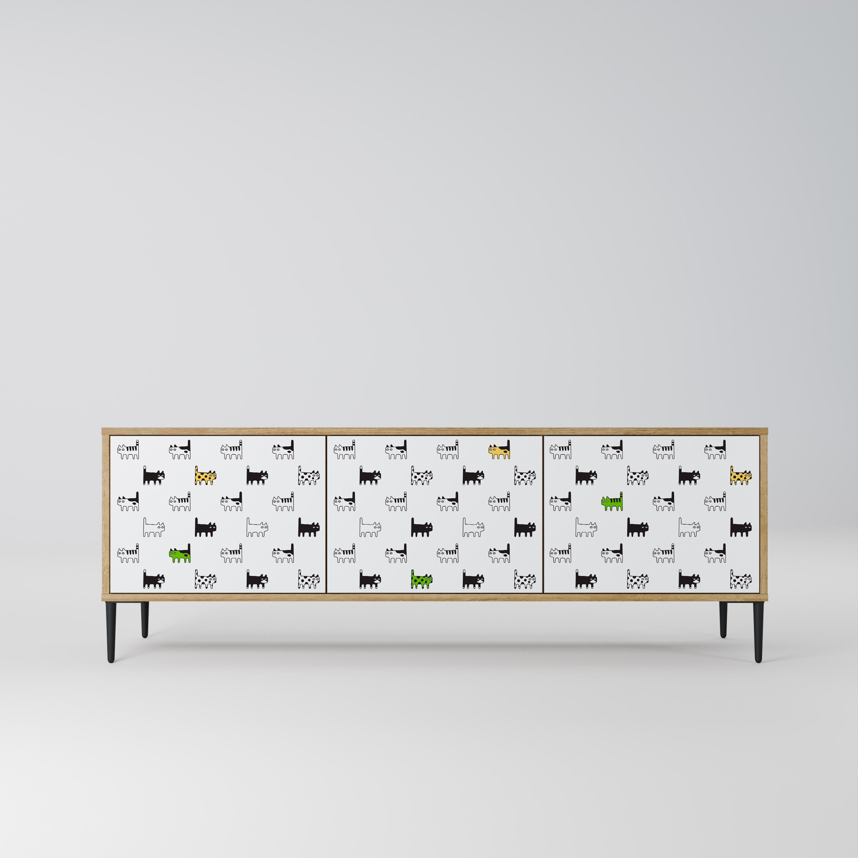 Meuble TV 3 portes effet chêne CATS COMPILATION