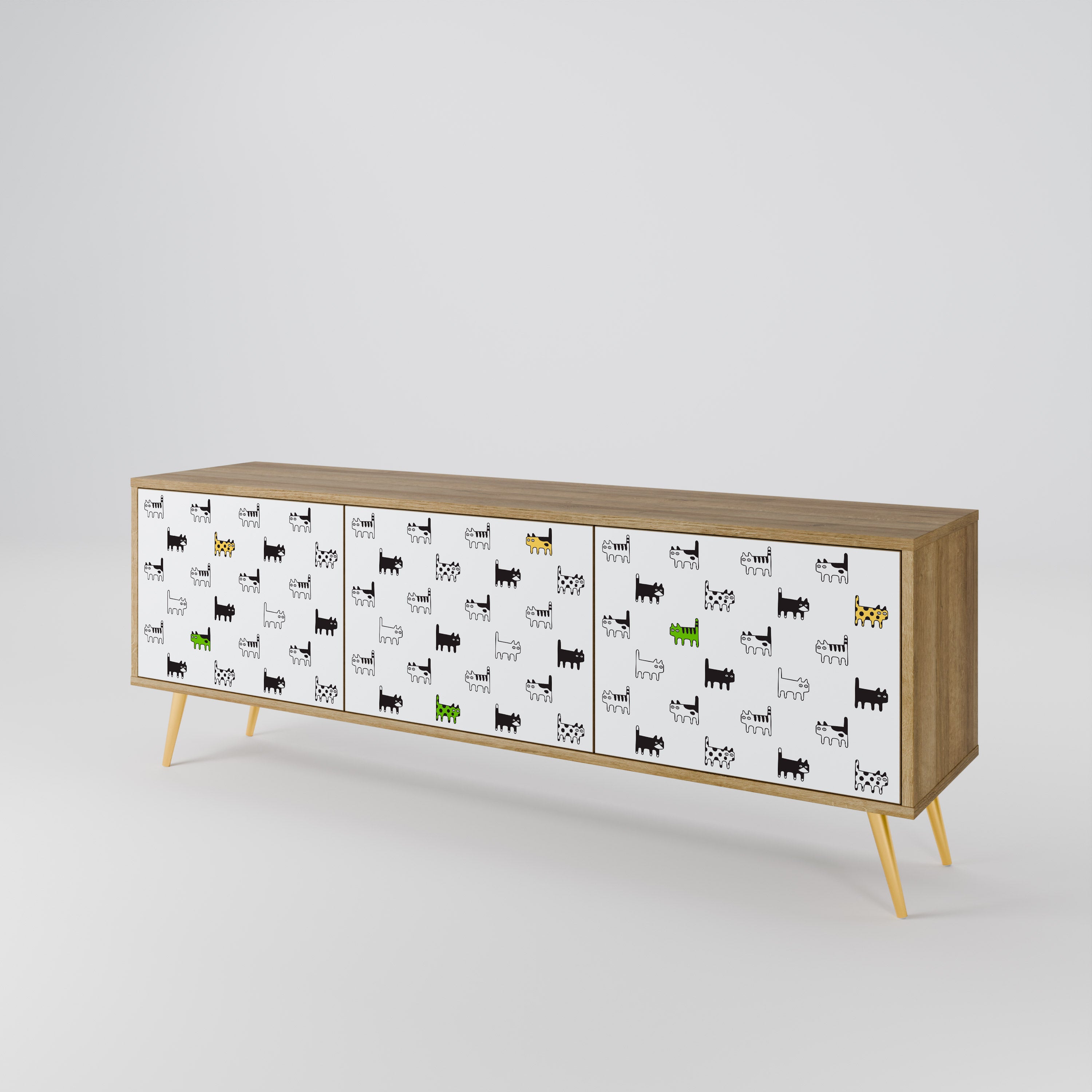 CATS COMPILATION 3-Door TV Cabinet