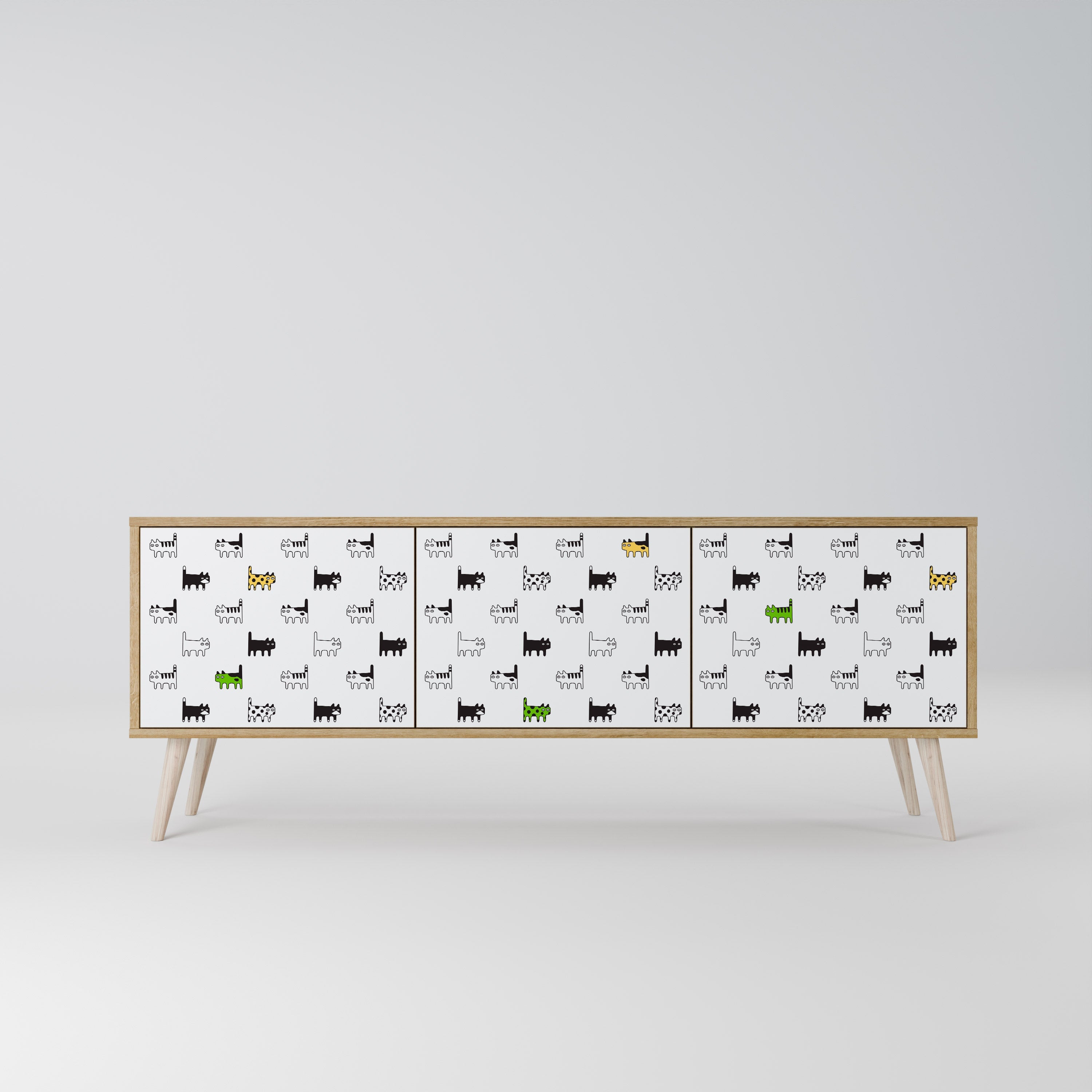 Meuble TV 3 portes effet chêne CATS COMPILATION