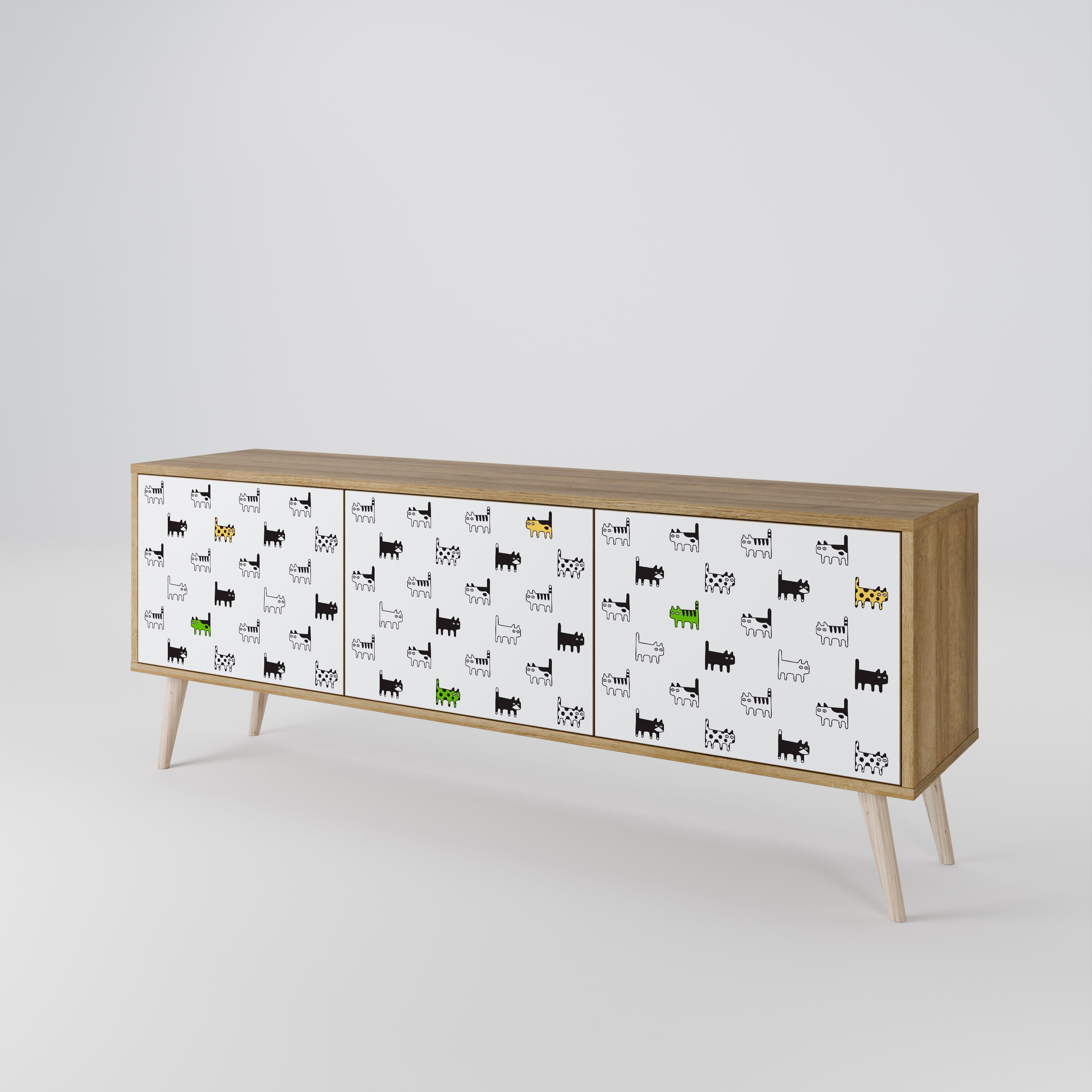 Meuble TV 3 portes effet chêne CATS COMPILATION