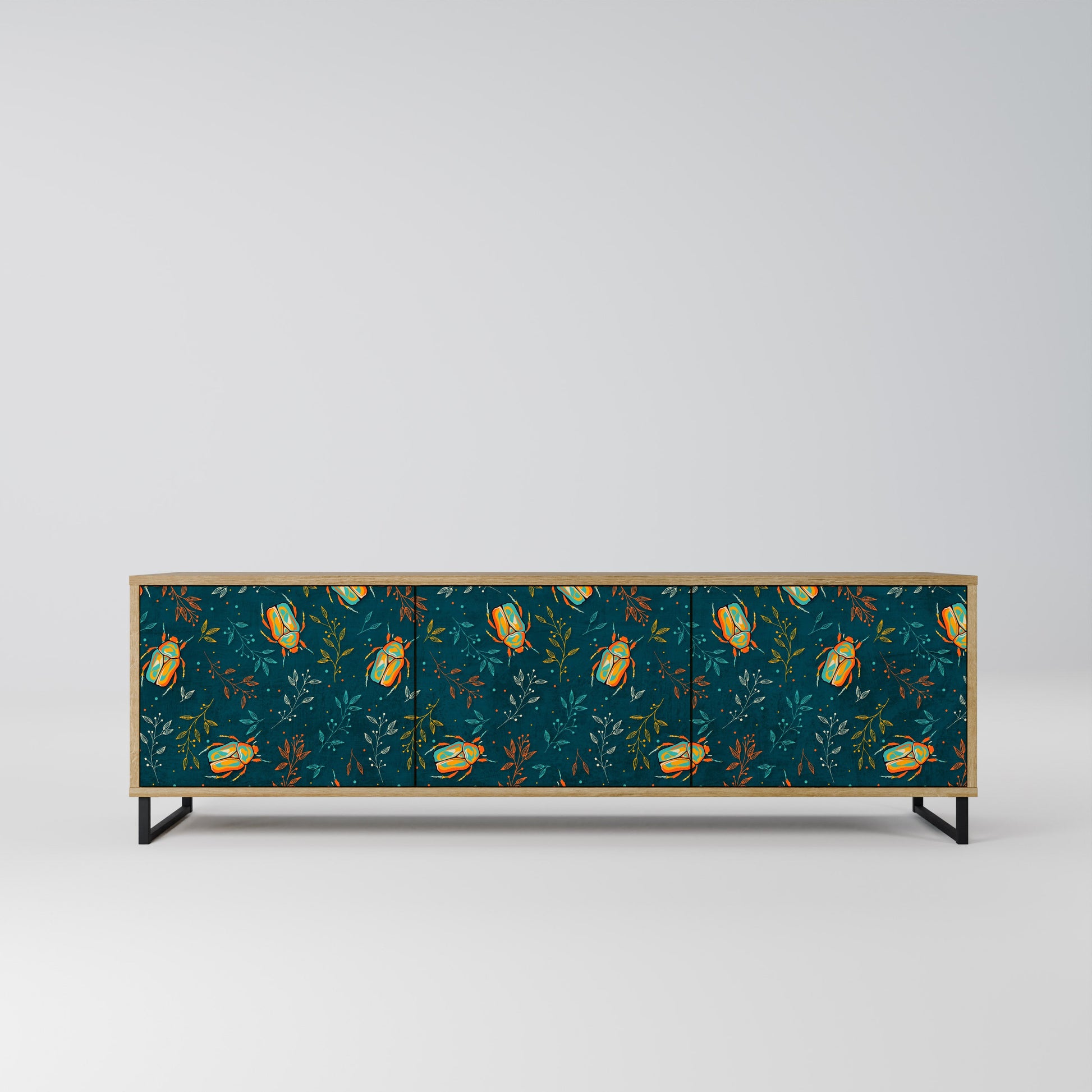 AUTUMN INSECTS 3-Door TV Stand in Oak Effect