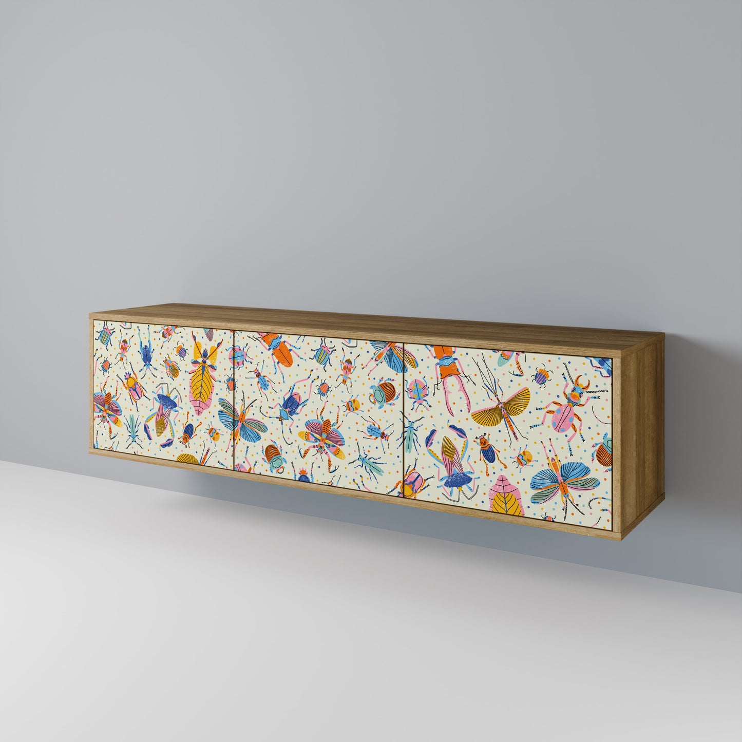 COLORFUL INSECTS 3-Door TV Cabinet