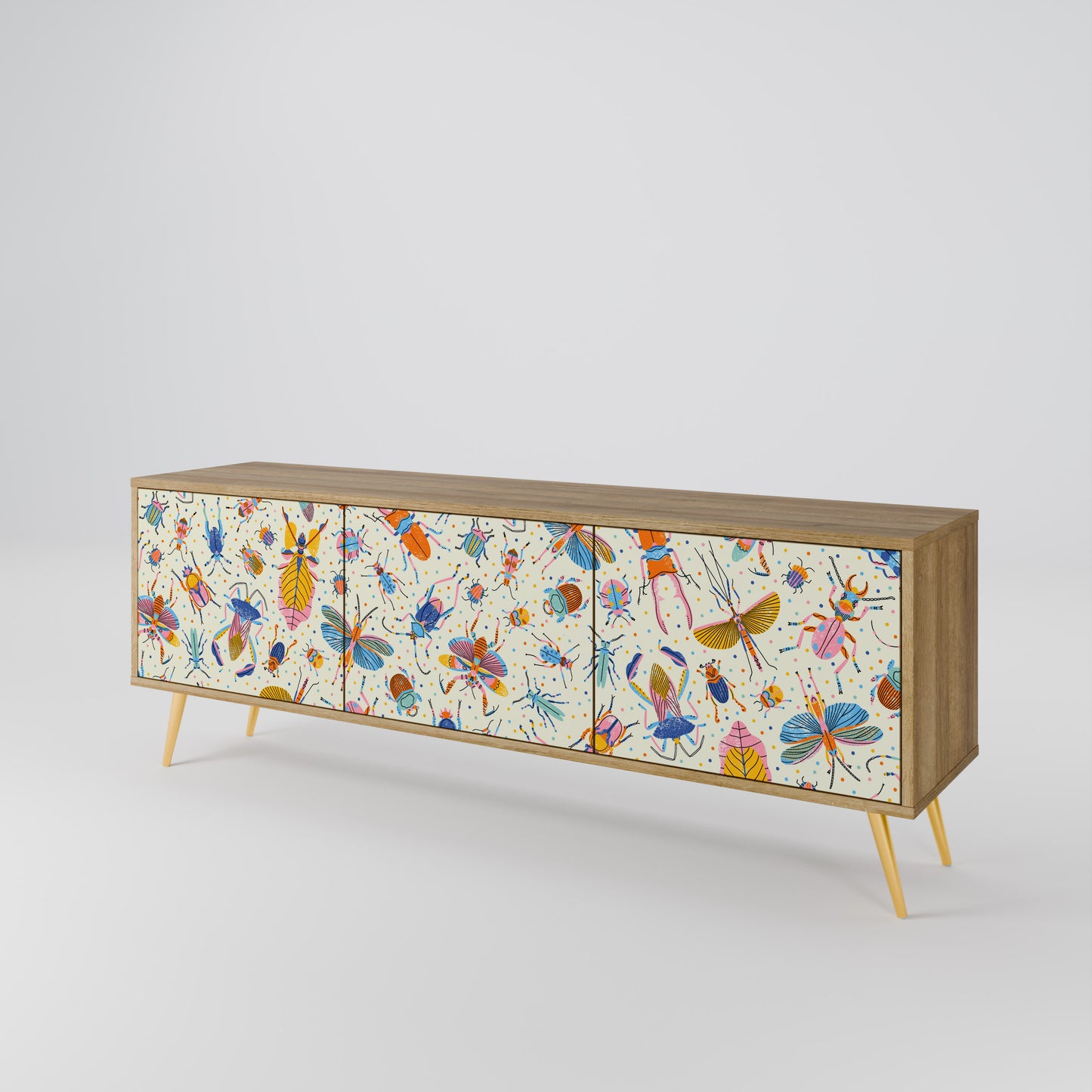 COLORFUL INSECTS 3-Door TV Cabinet