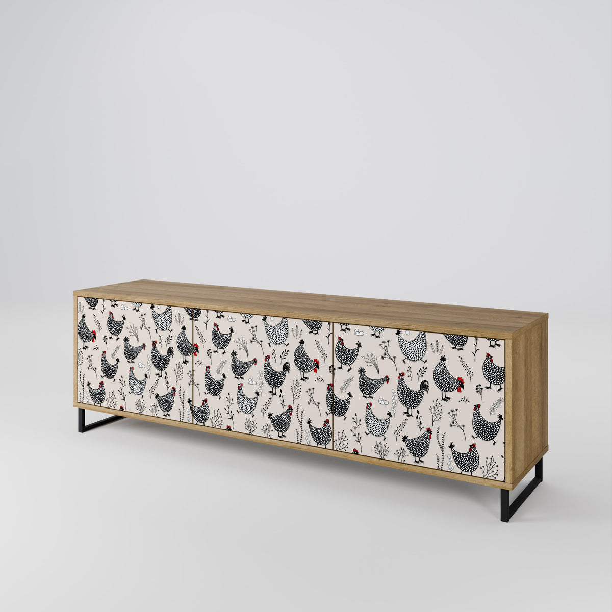 HAPPY HENS 3-Door TV Cabinet
