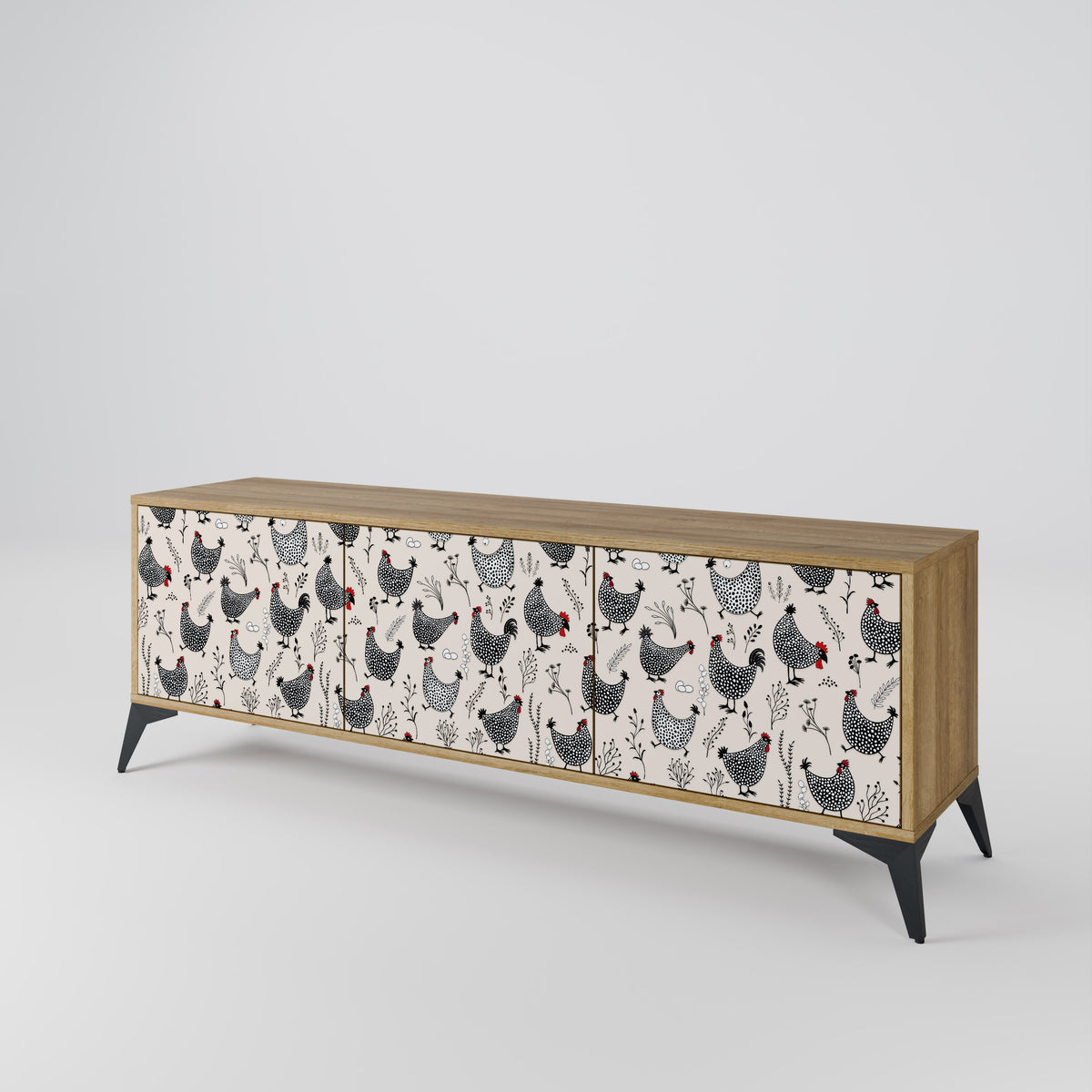 HAPPY HENS 3-Door TV Cabinet