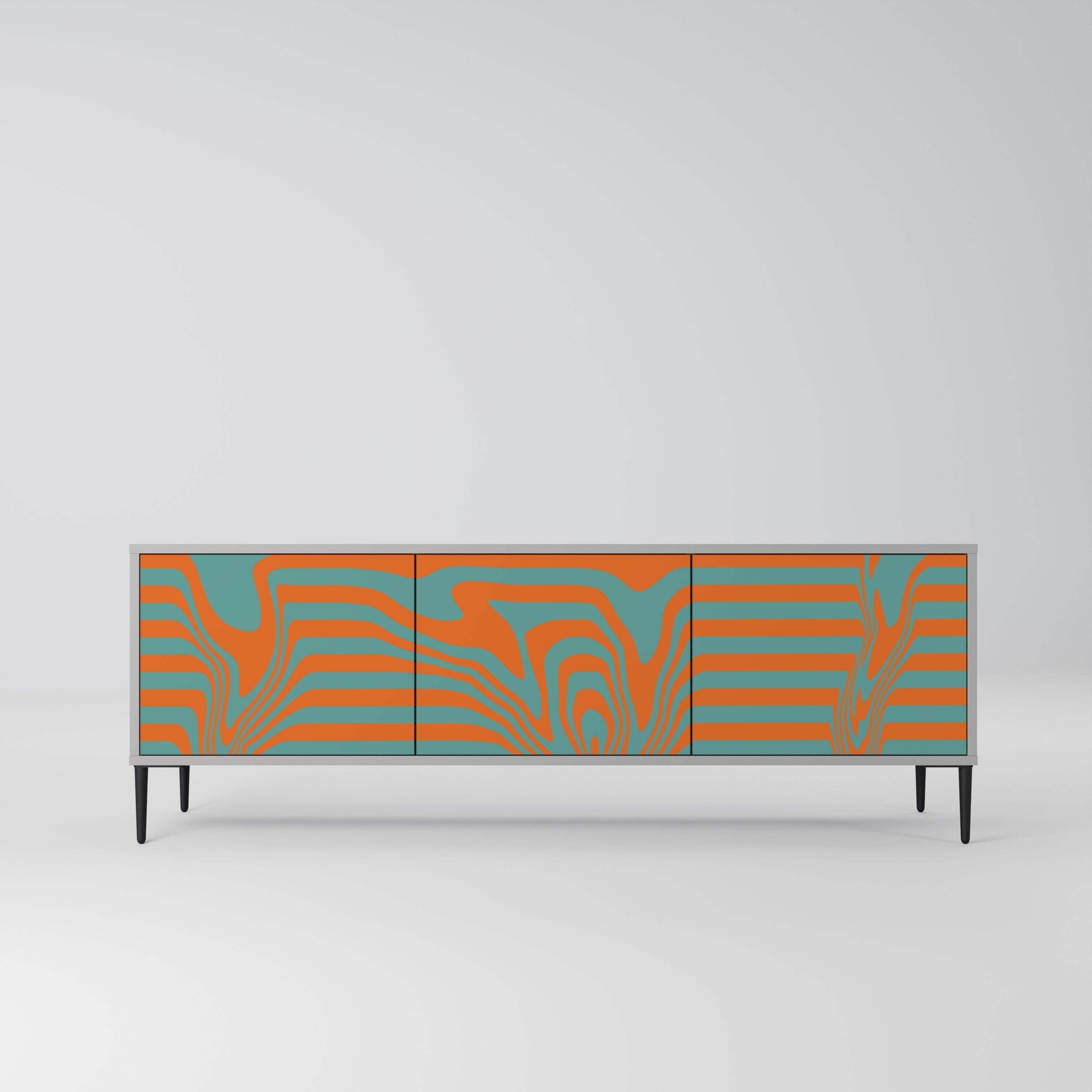 Meuble TV 3 portes LINE COLLAPSE, finition grise