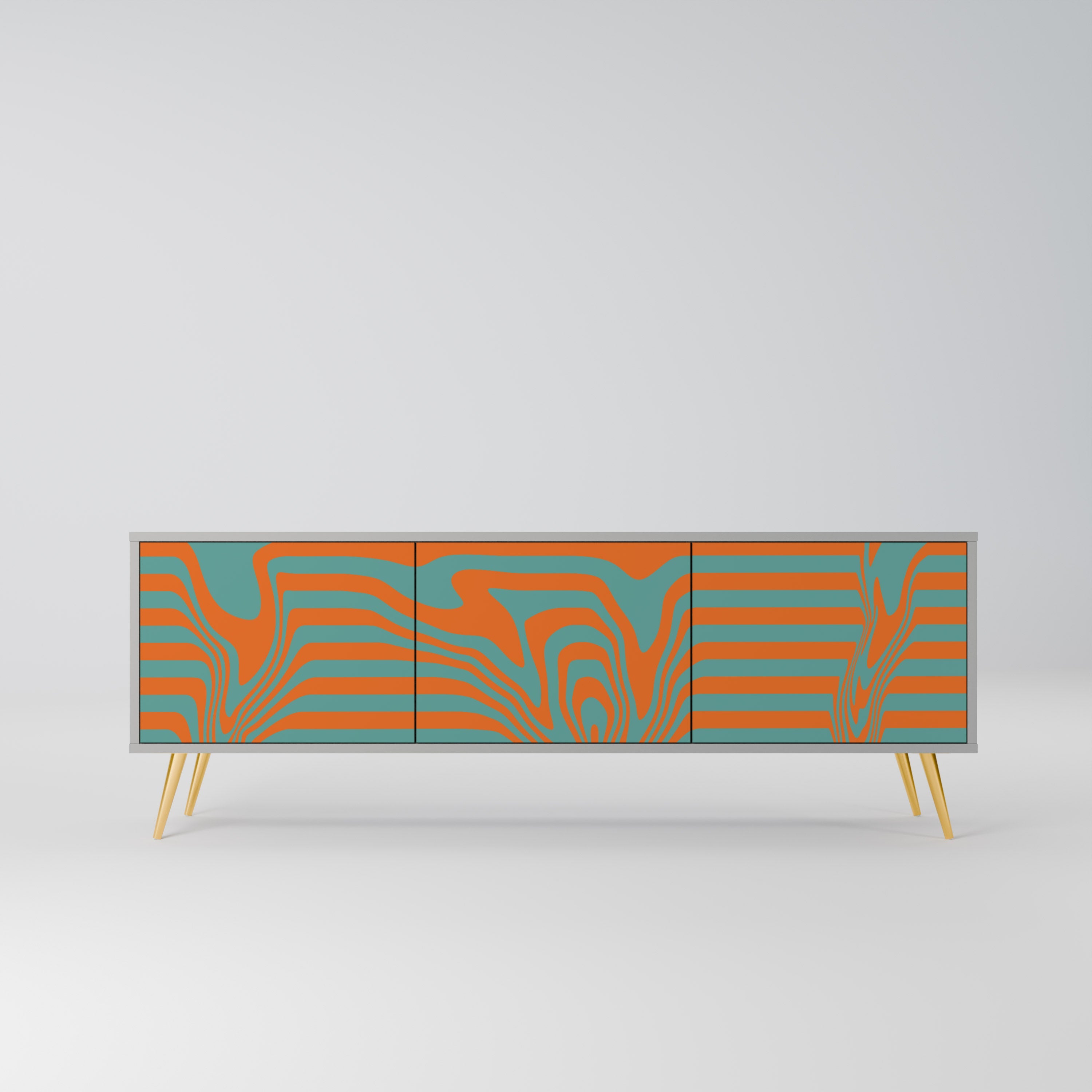 Meuble TV 3 portes LINE COLLAPSE, finition grise