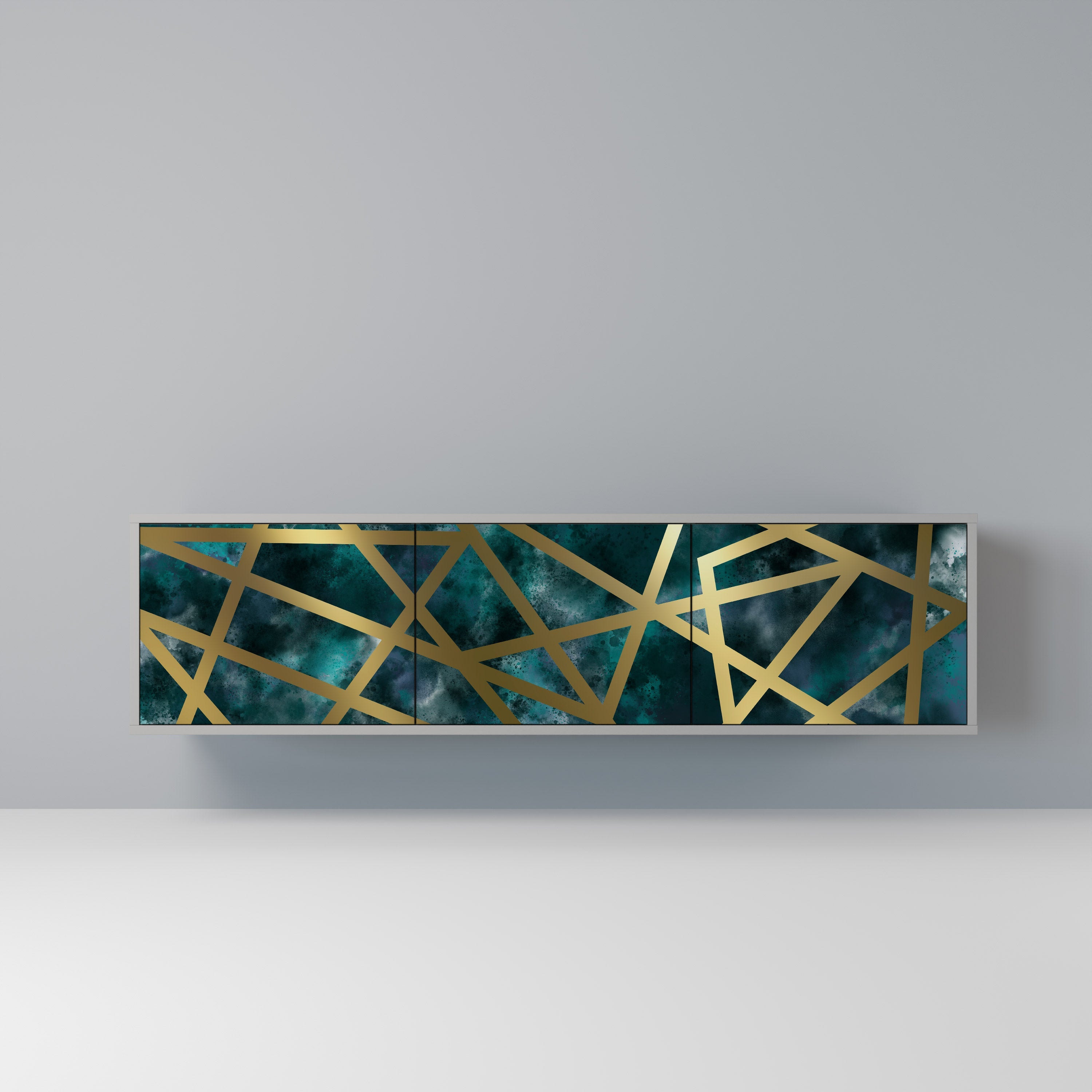 LE LABYRINTHE DE L'OR Meuble TV 3 portes finition grise