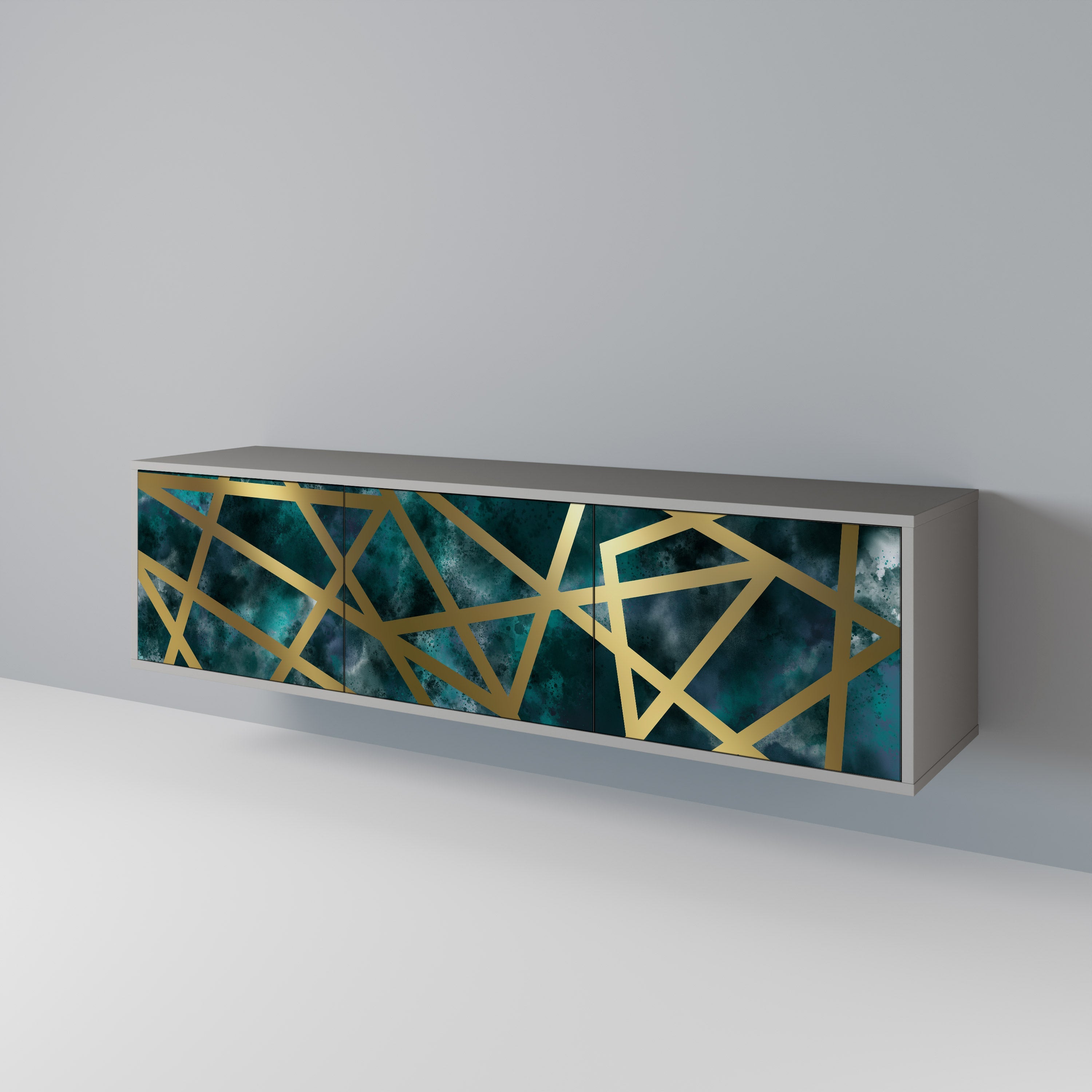 LE LABYRINTHE DE L'OR Meuble TV 3 portes finition grise