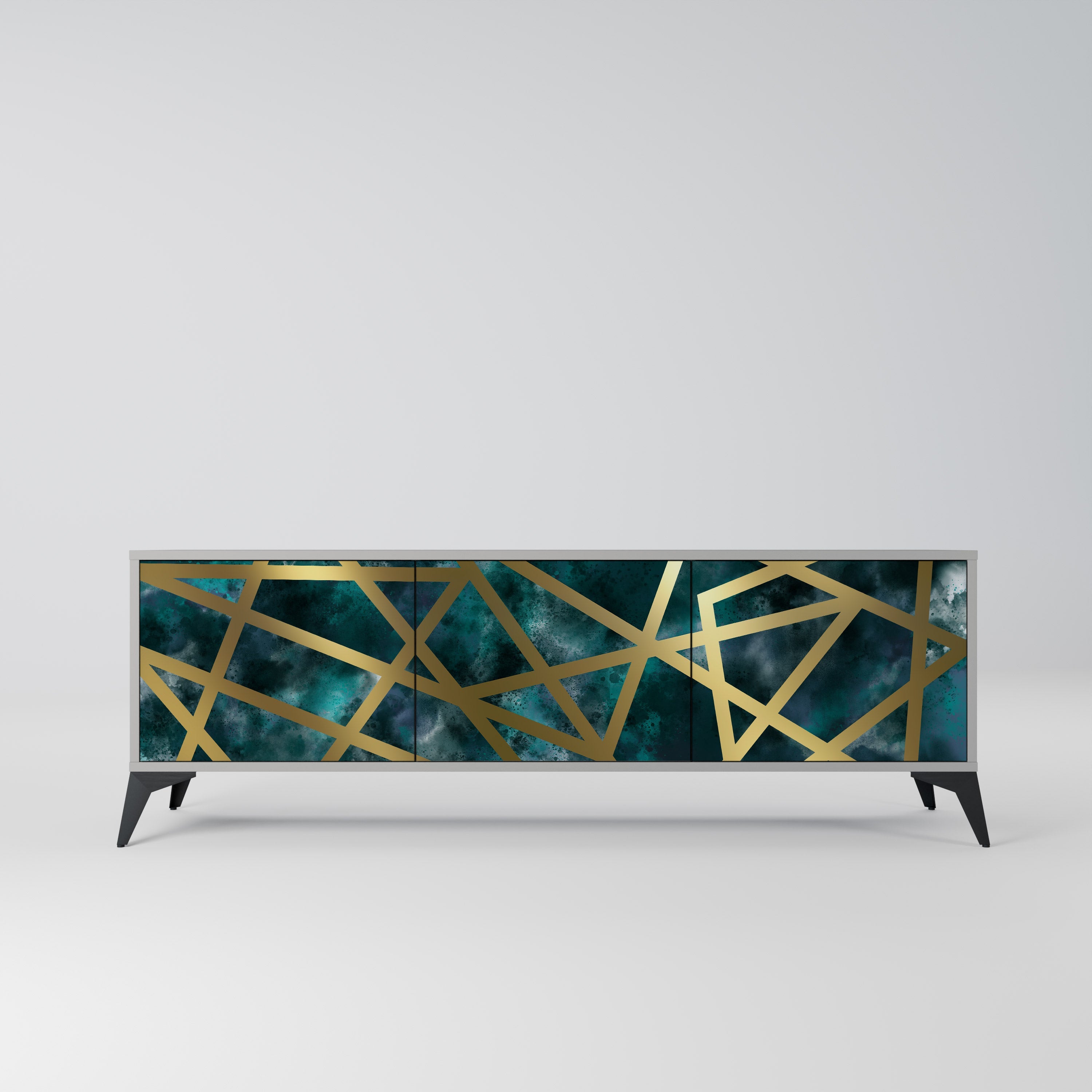 LE LABYRINTHE DE L'OR Meuble TV 3 portes finition grise