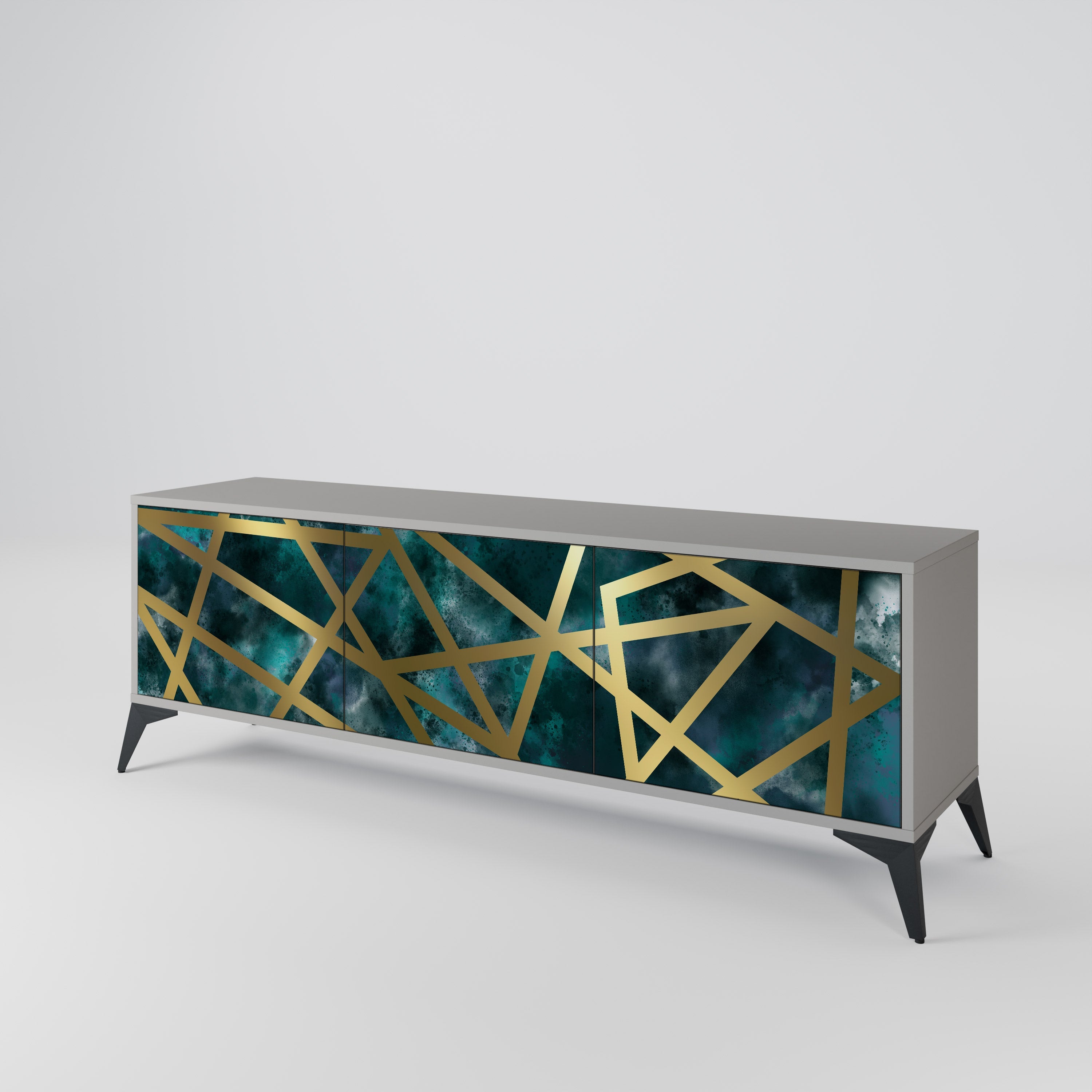 LE LABYRINTHE DE L'OR Meuble TV 3 portes finition grise