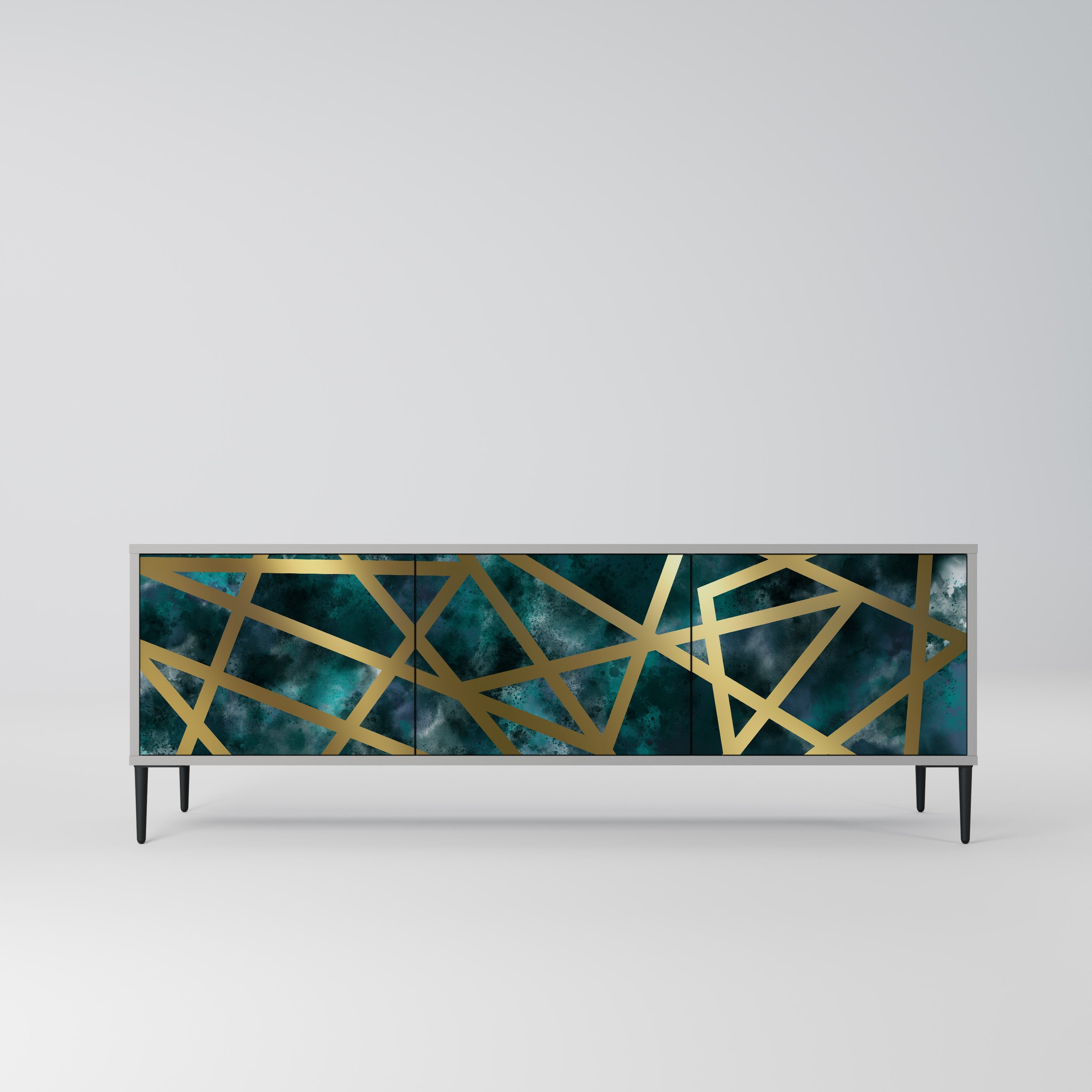 LE LABYRINTHE DE L'OR Meuble TV 3 portes finition grise