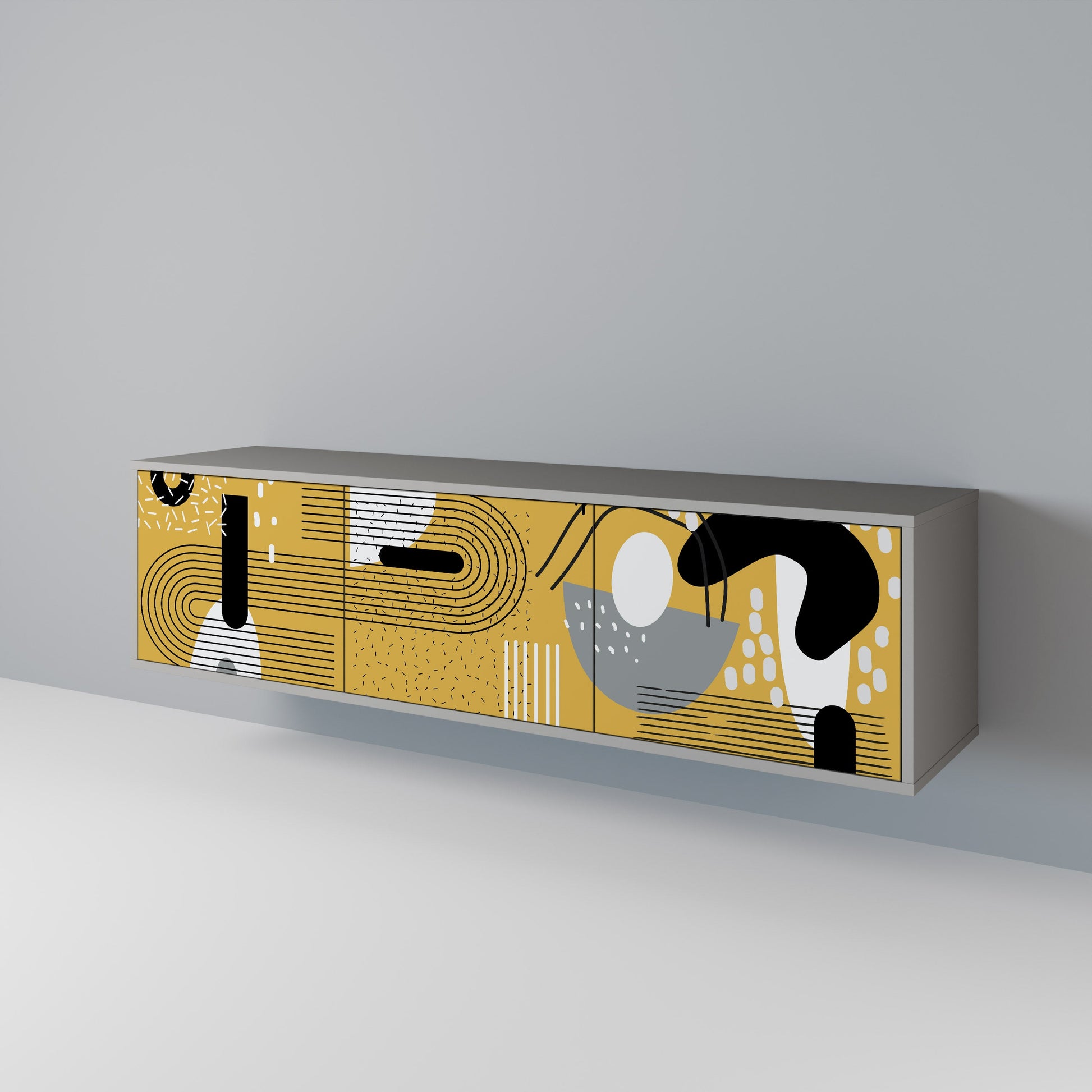 Meuble TV 3 portes SHAPESHIFT SYMPHONY finition grise