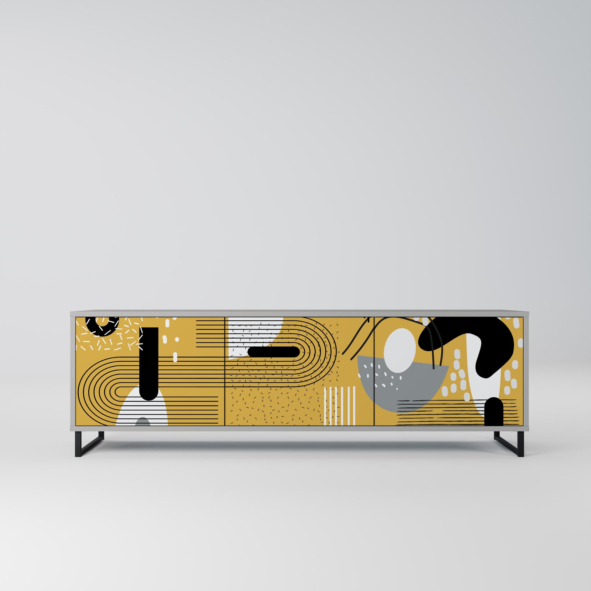 Meuble TV 3 portes SHAPESHIFT SYMPHONY finition grise