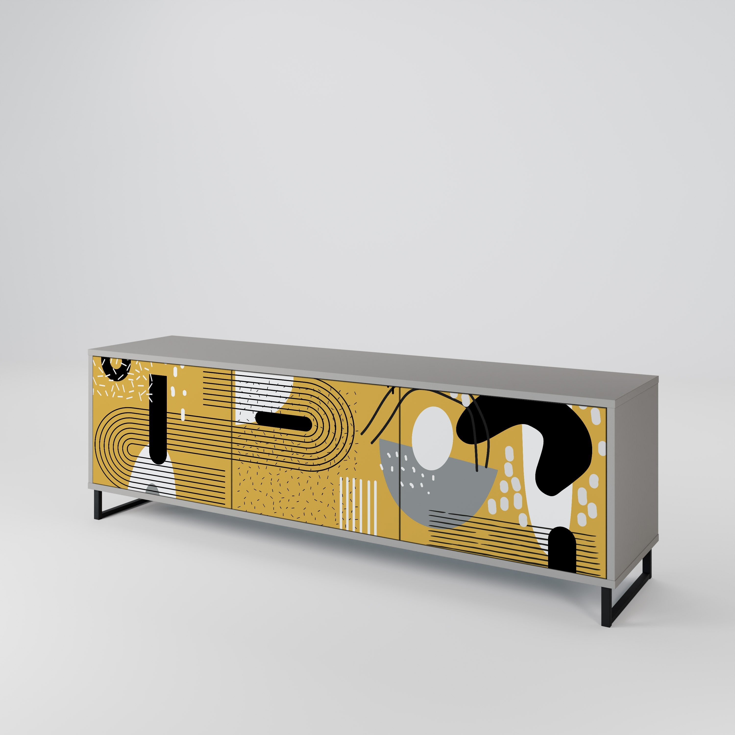 Meuble TV 3 portes SHAPESHIFT SYMPHONY finition grise