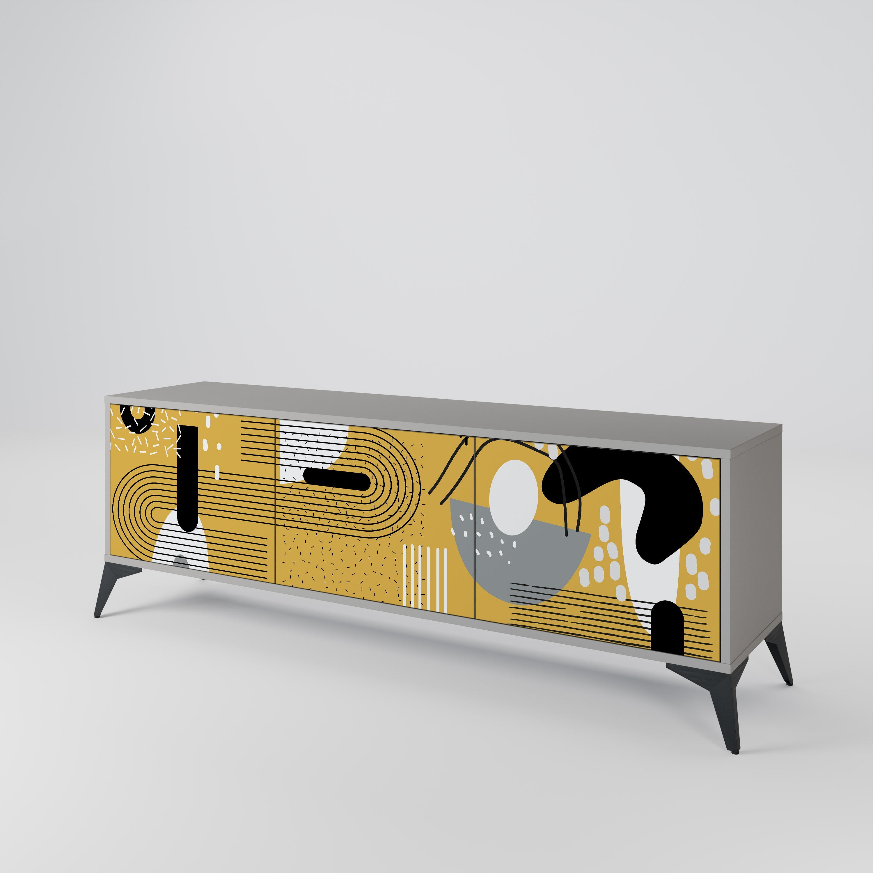 Meuble TV 3 portes SHAPESHIFT SYMPHONY finition grise