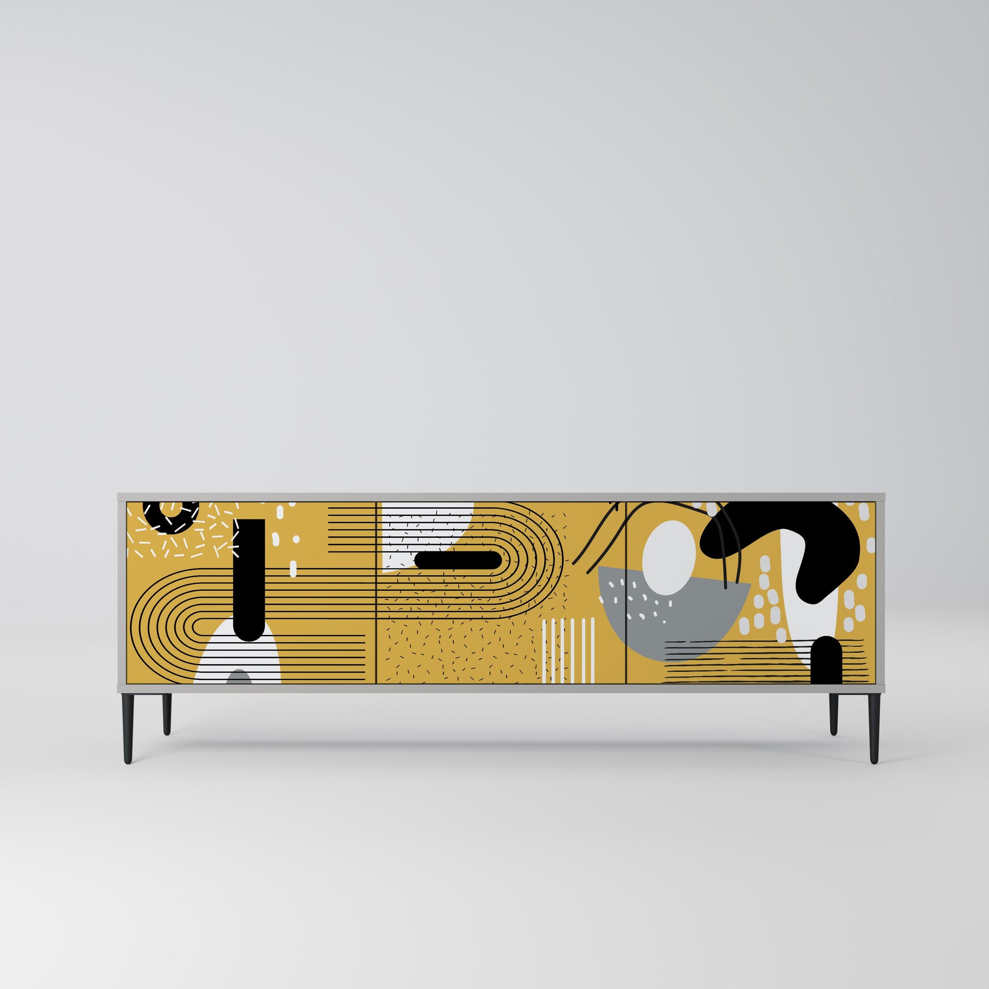 Meuble TV 3 portes SHAPESHIFT SYMPHONY finition grise