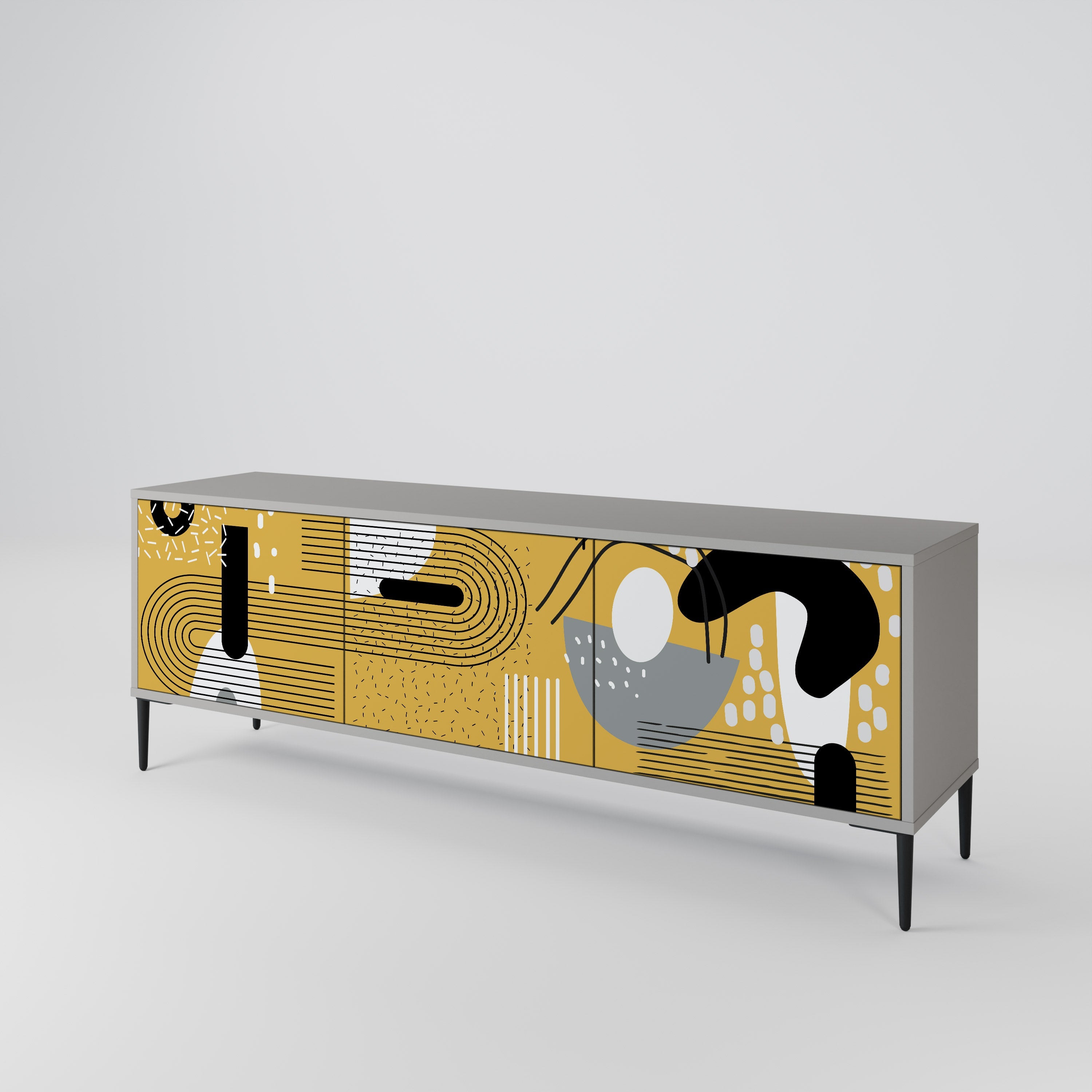 Meuble TV 3 portes SHAPESHIFT SYMPHONY finition grise