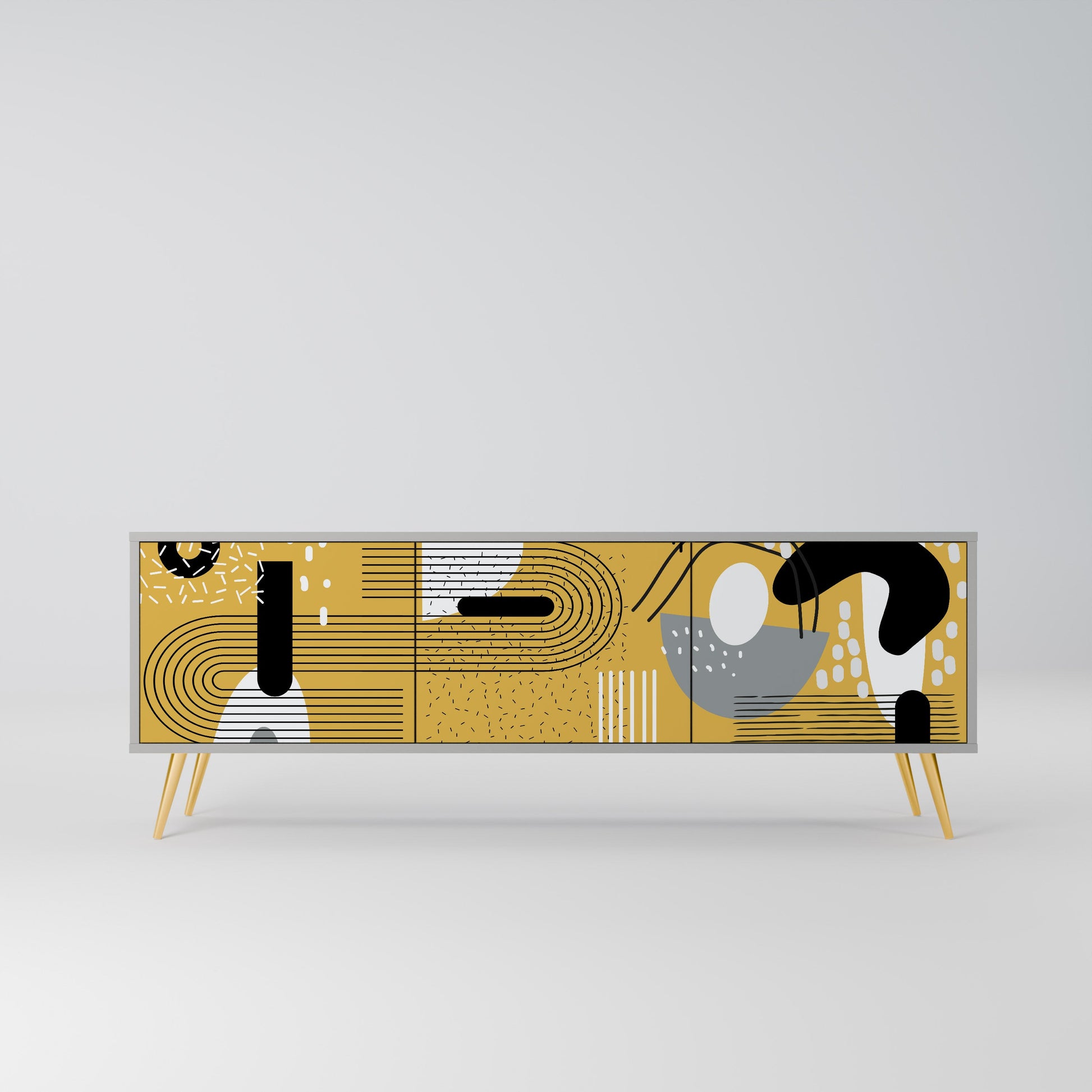 Meuble TV 3 portes SHAPESHIFT SYMPHONY finition grise