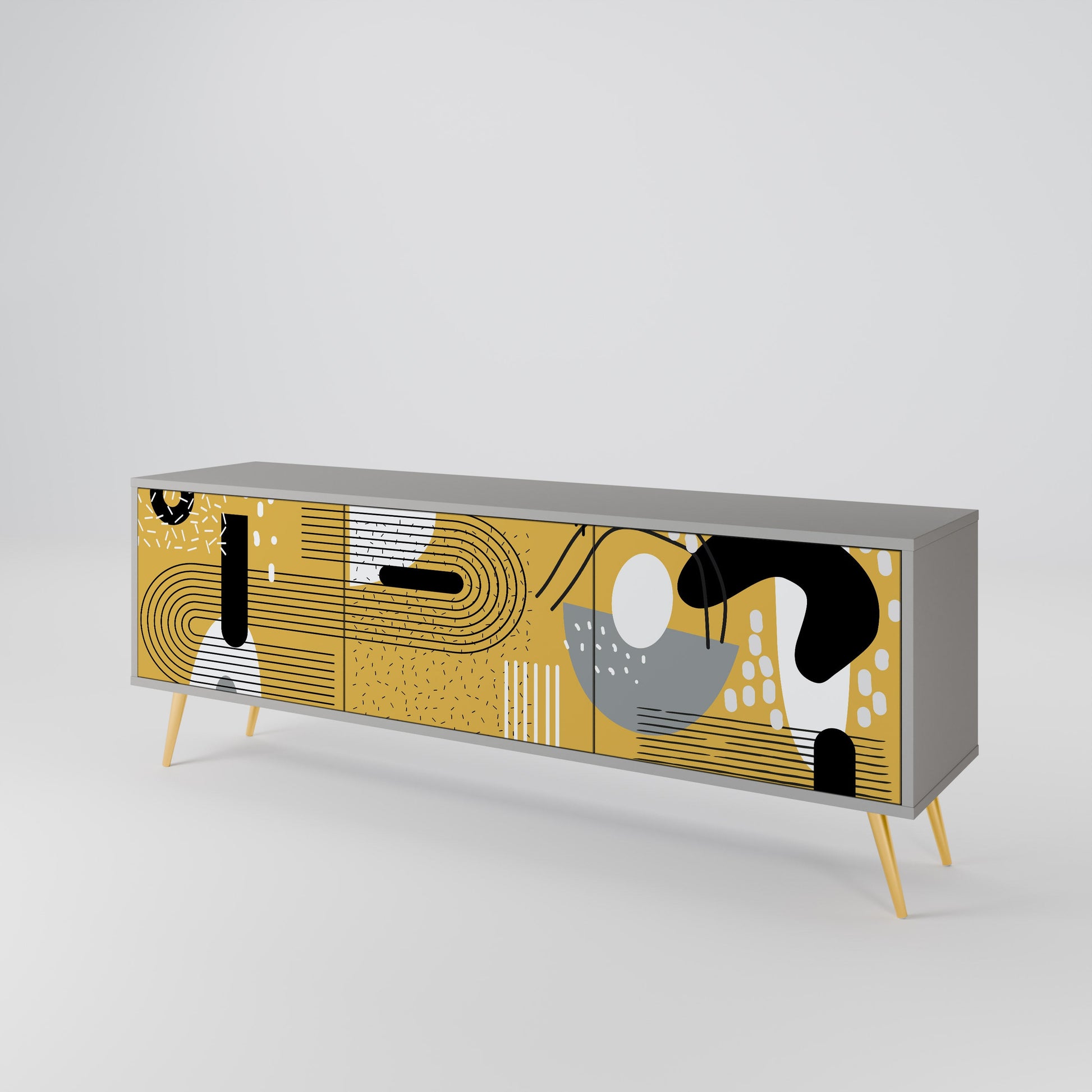 Meuble TV 3 portes SHAPESHIFT SYMPHONY finition grise