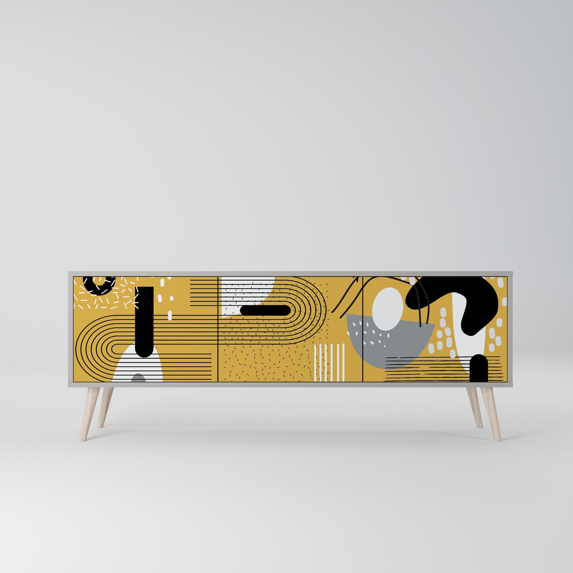 Meuble TV 3 portes SHAPESHIFT SYMPHONY finition grise