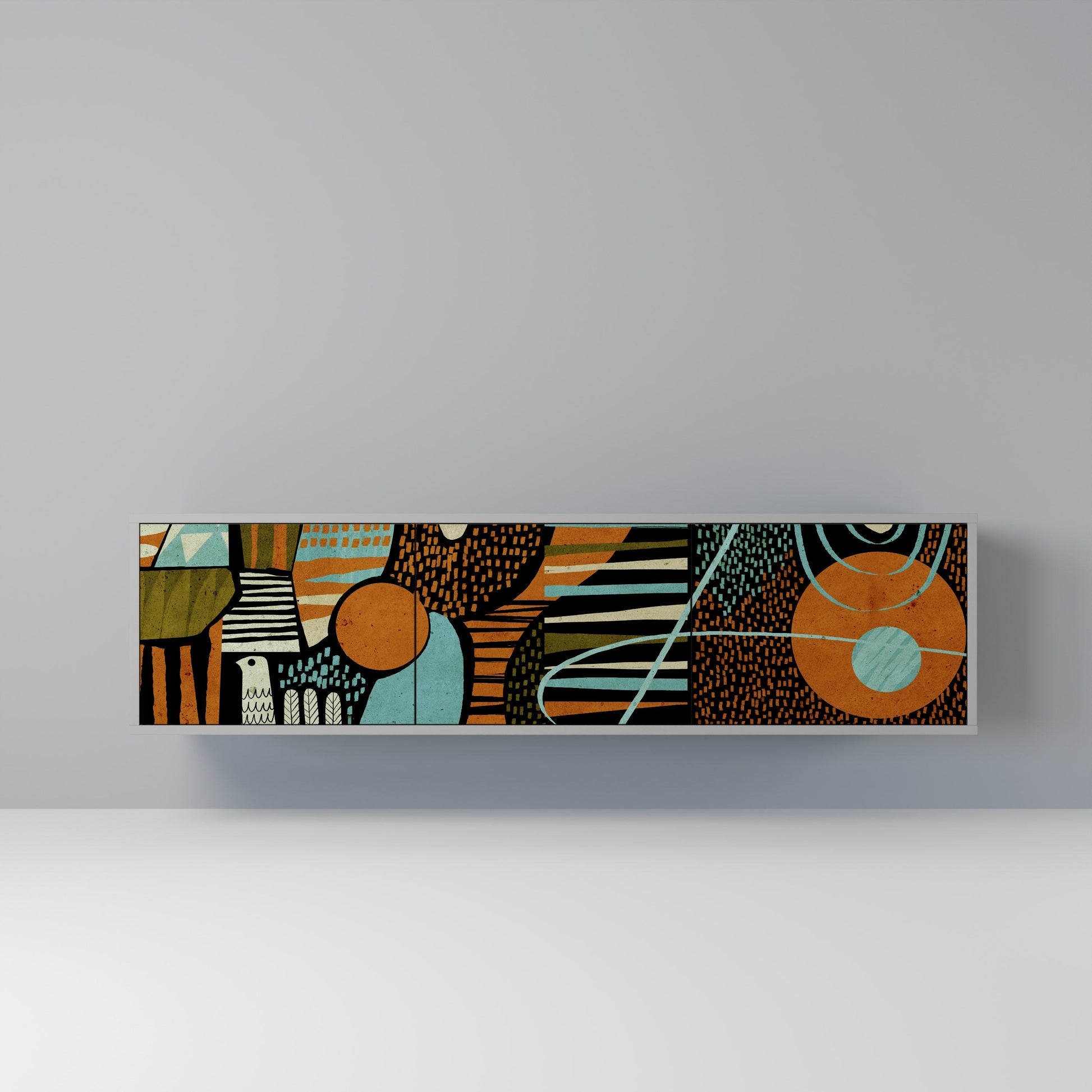 Meuble TV 3 portes GEODE GLIMMER finition grise