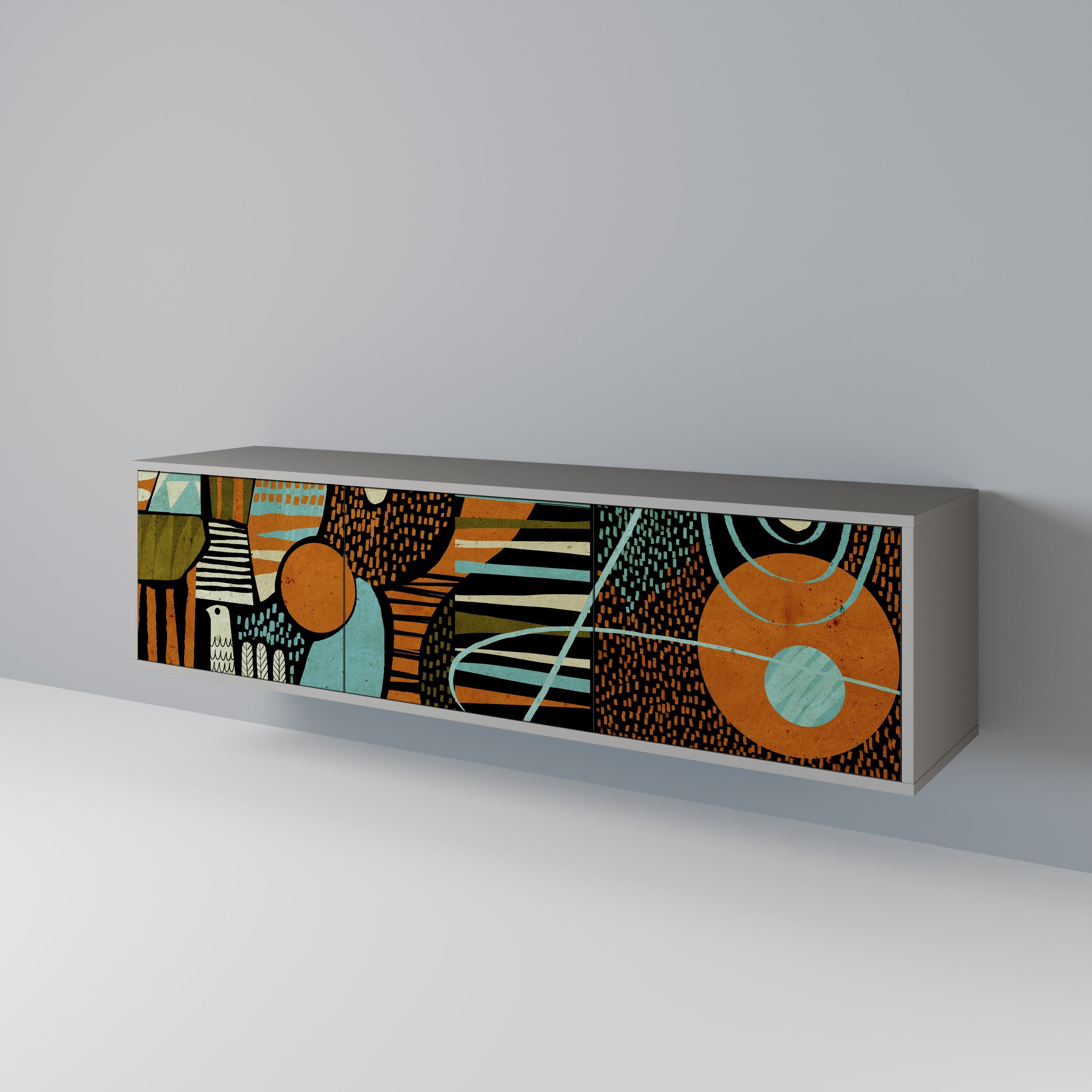 Meuble TV 3 portes GEODE GLIMMER finition grise