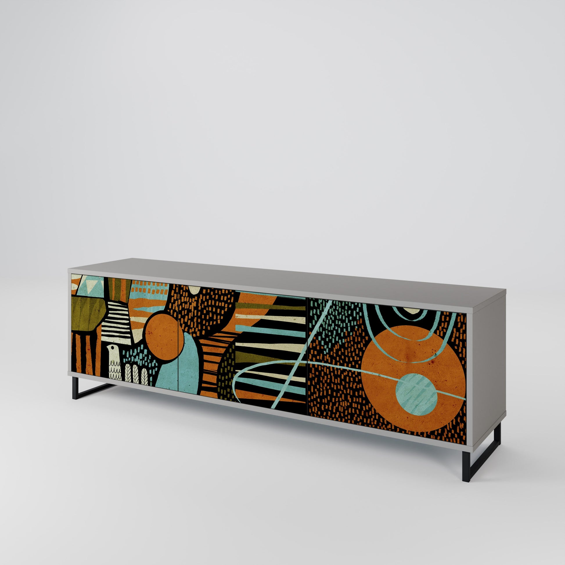 Meuble TV 3 portes GEODE GLIMMER finition grise