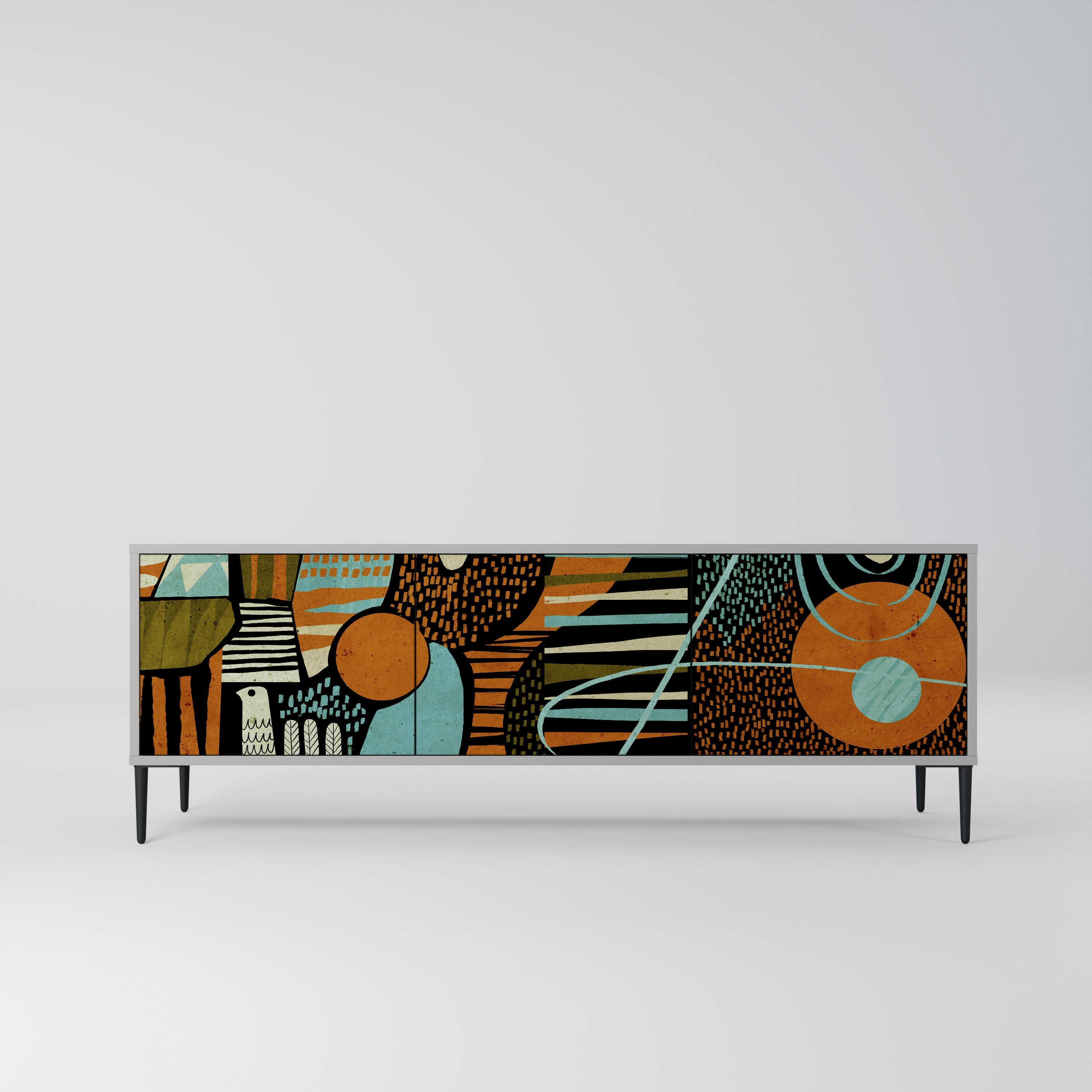 Meuble TV 3 portes GEODE GLIMMER finition grise