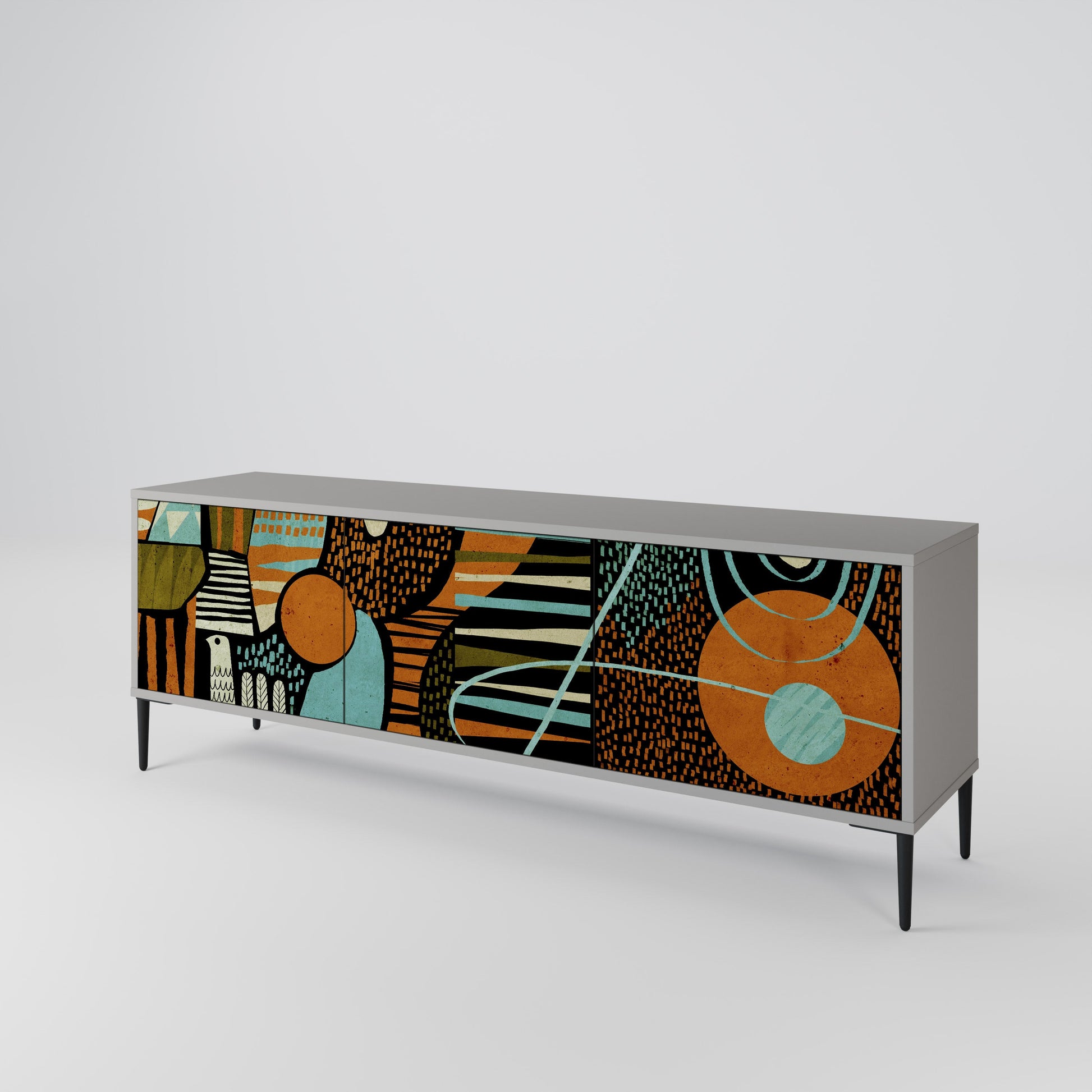 Meuble TV 3 portes GEODE GLIMMER finition grise