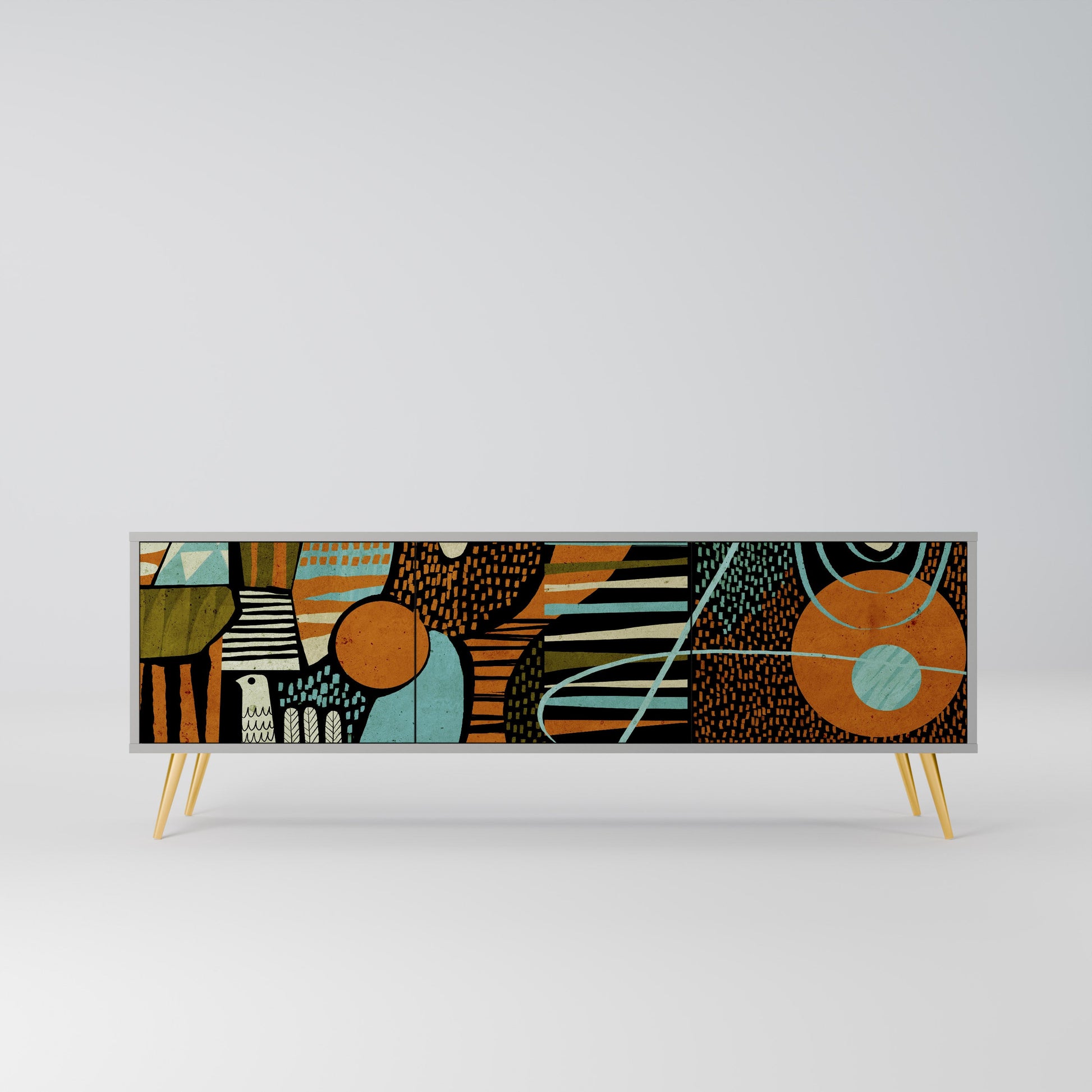 Meuble TV 3 portes GEODE GLIMMER finition grise