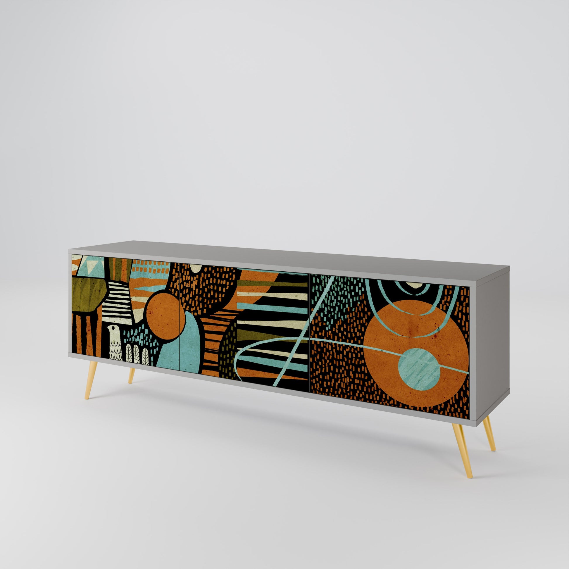 Meuble TV 3 portes GEODE GLIMMER finition grise