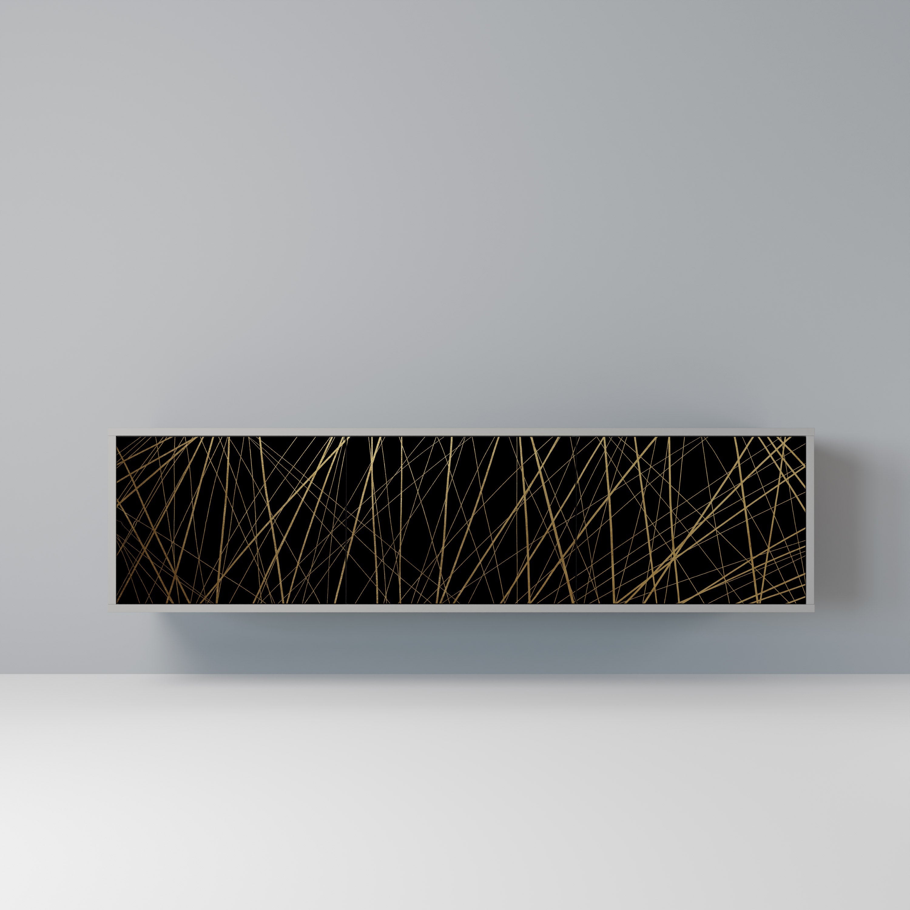 Meuble TV 3 portes BRIGHT MESH finition grise