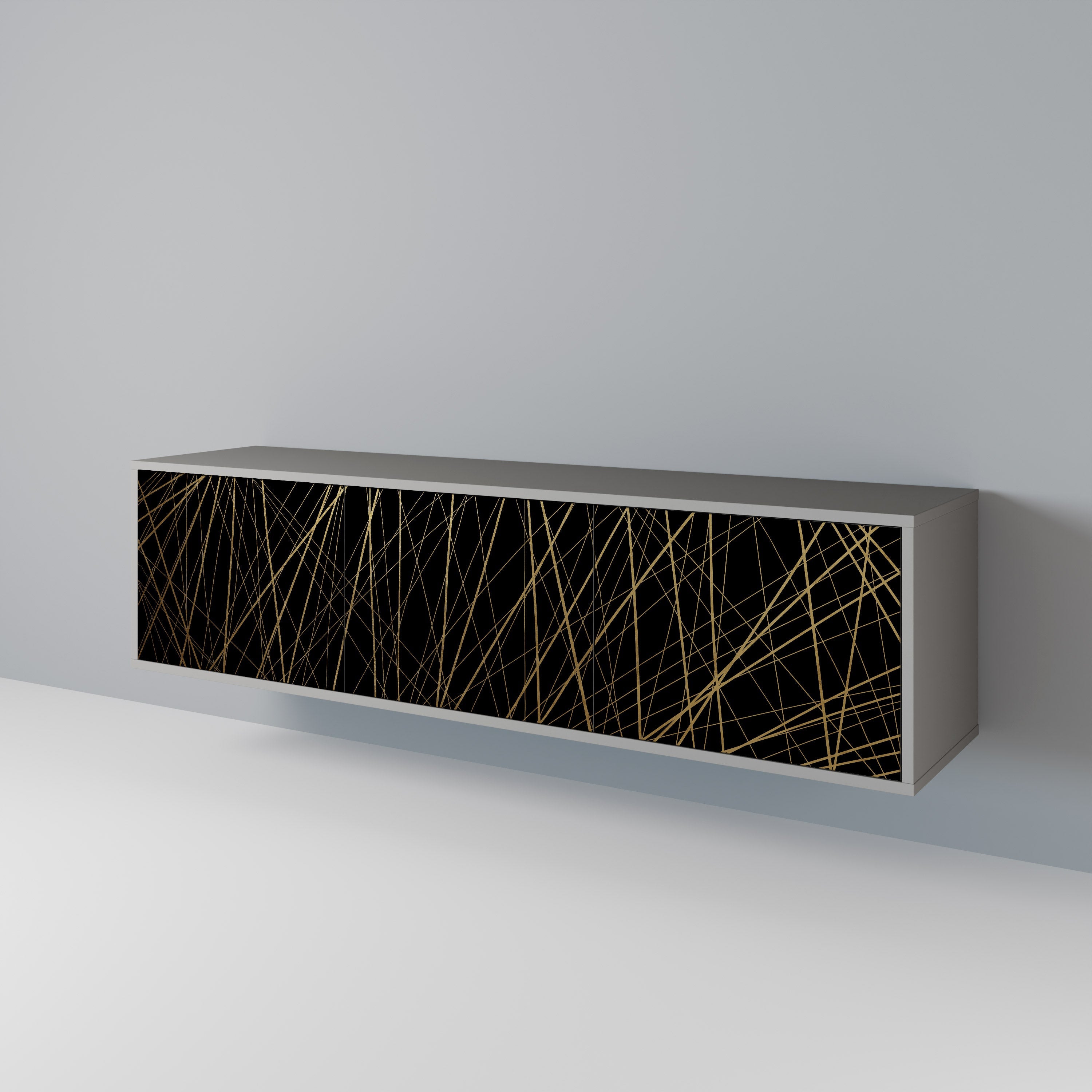 Meuble TV 3 portes BRIGHT MESH finition grise