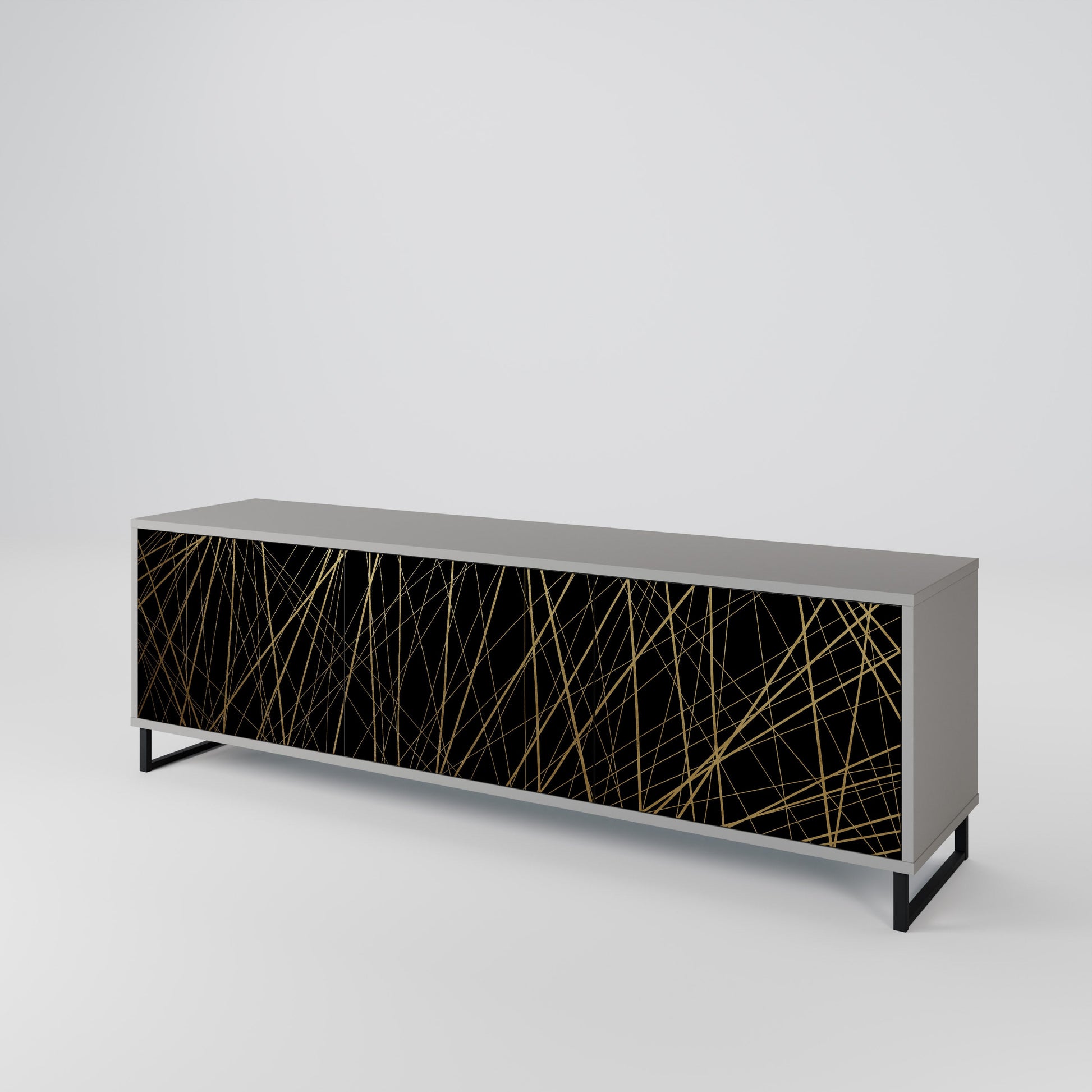 Meuble TV 3 portes BRIGHT MESH finition grise