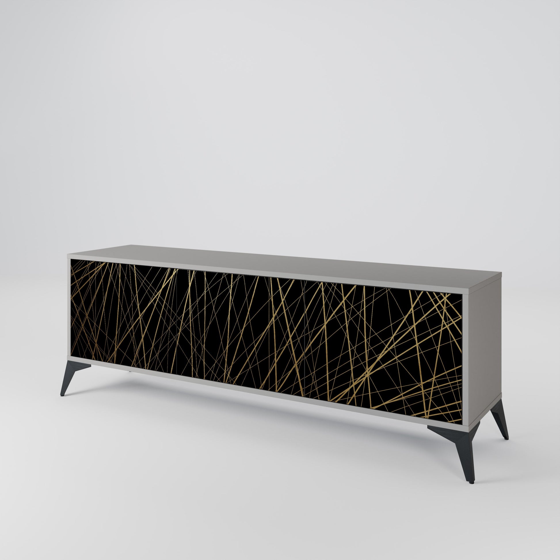Meuble TV 3 portes BRIGHT MESH finition grise
