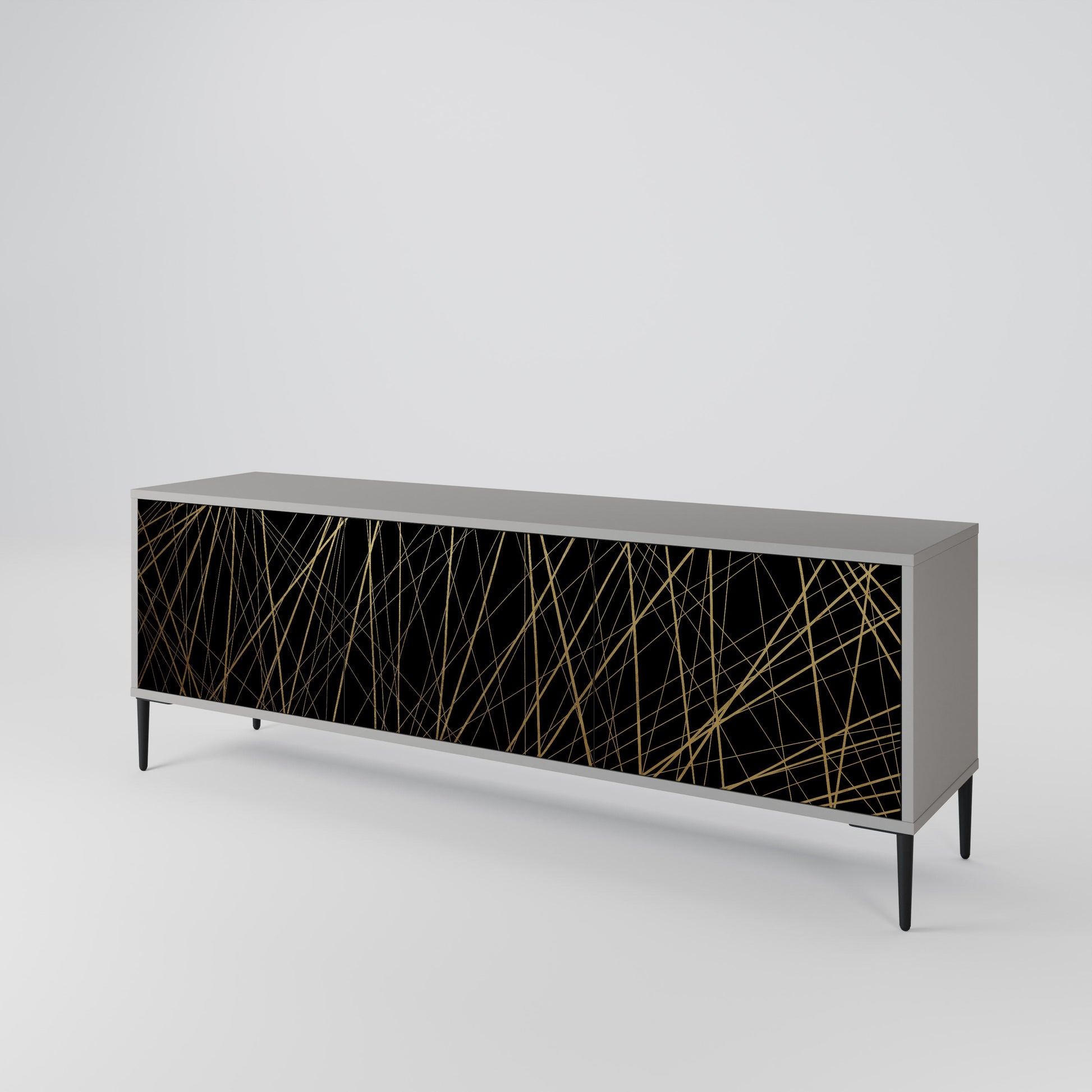 Meuble TV 3 portes BRIGHT MESH finition grise