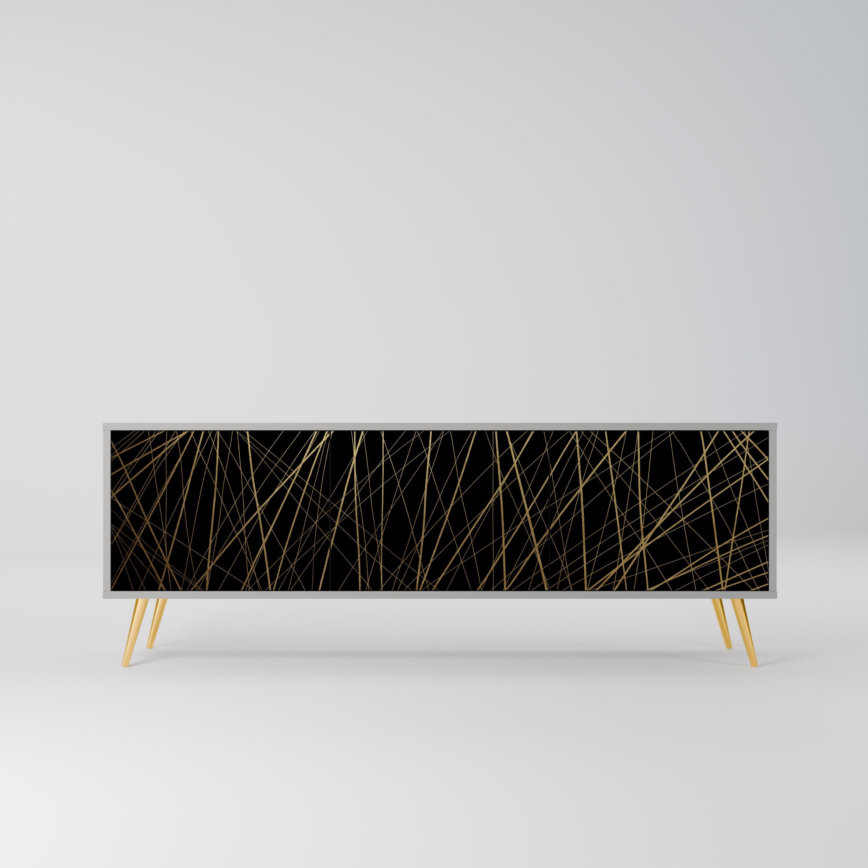 Meuble TV 3 portes BRIGHT MESH finition grise